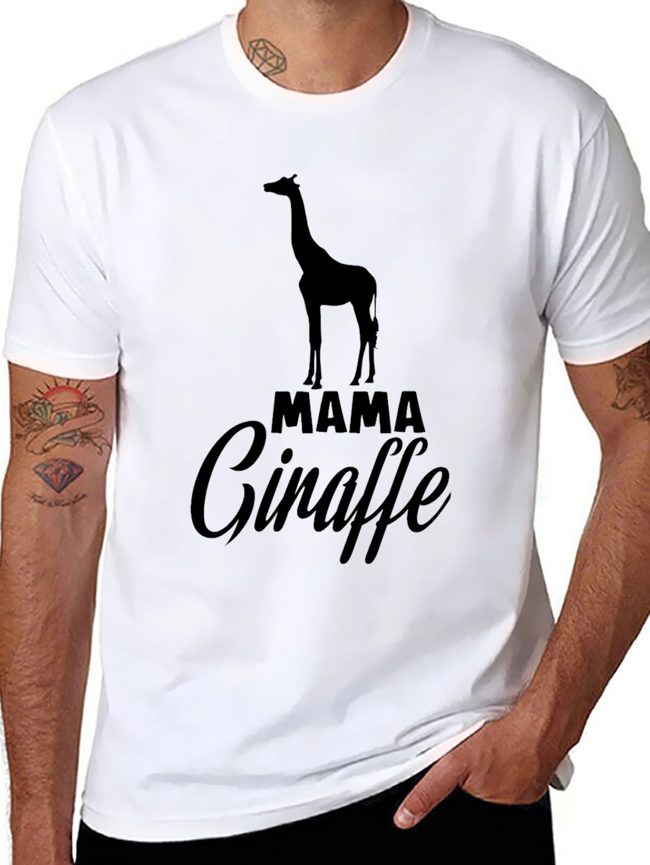 Mama Giraffe Graphic T-Shirt - Black
