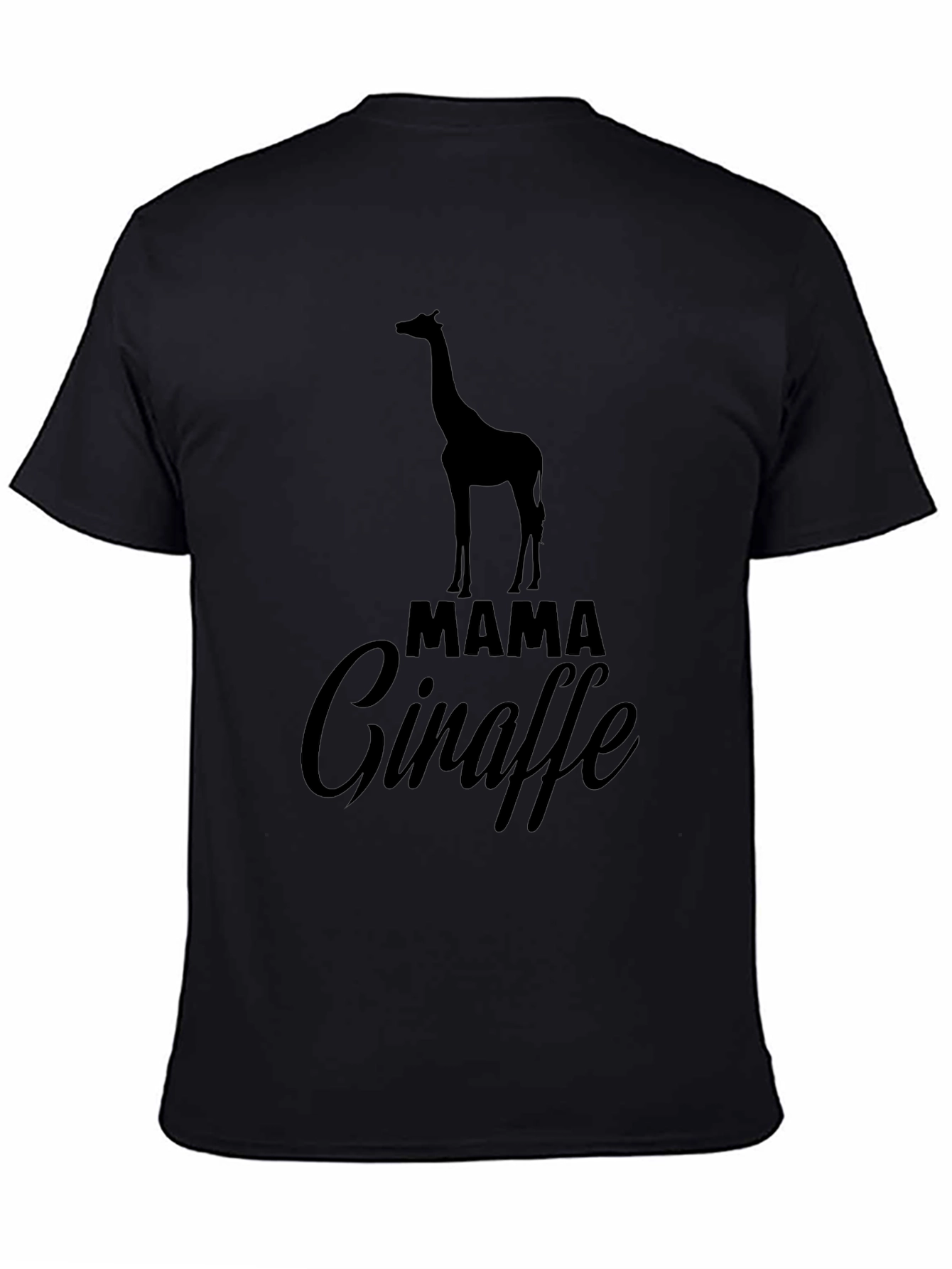 Mama Giraffe Graphic T-Shirt - Black