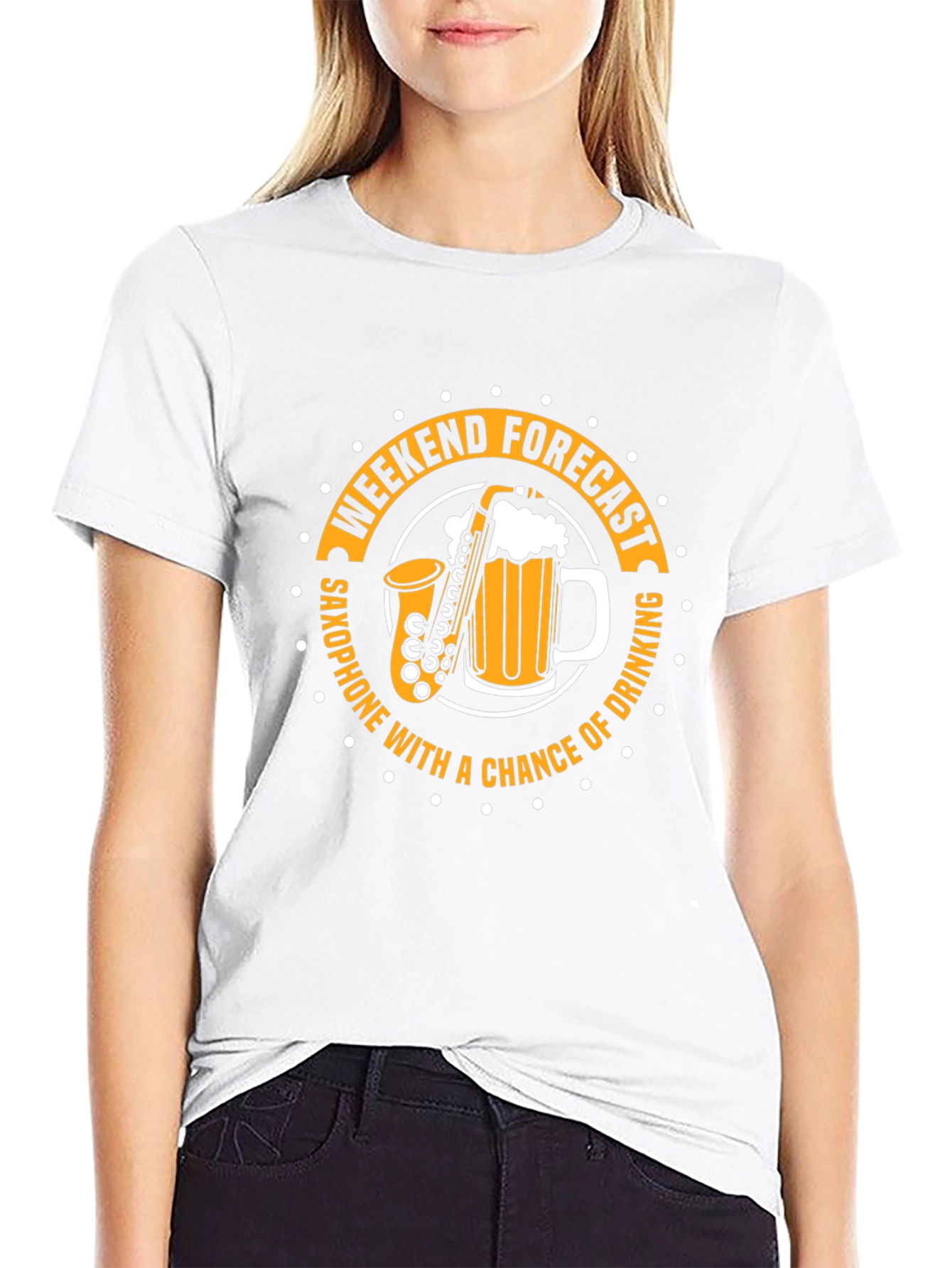 Weekend Forecast Saxophone and Drinking T-Shirt