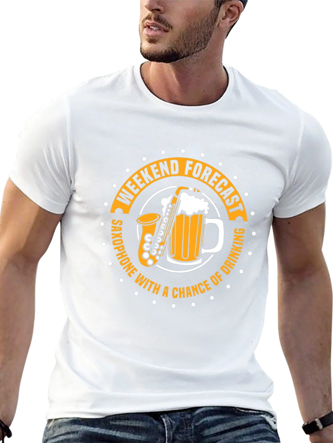 Weekend Forecast Saxophone and Drinking T-Shirt
