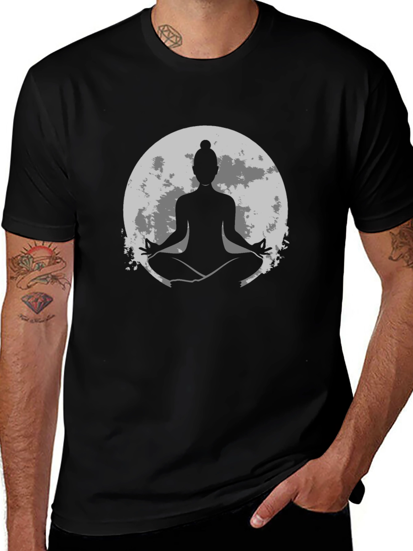 Yoga Moon Graphic Tee - Mens Black T-Shirt
