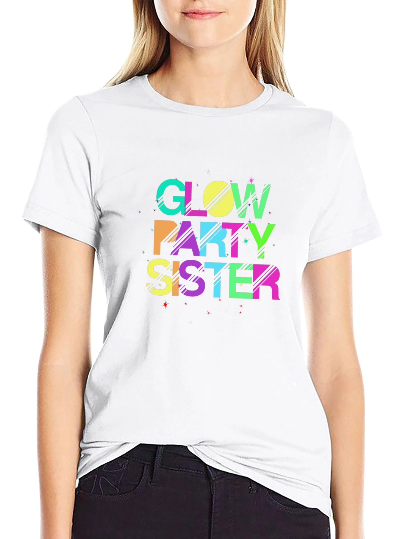Glow Party Sister T-Shirt - Black