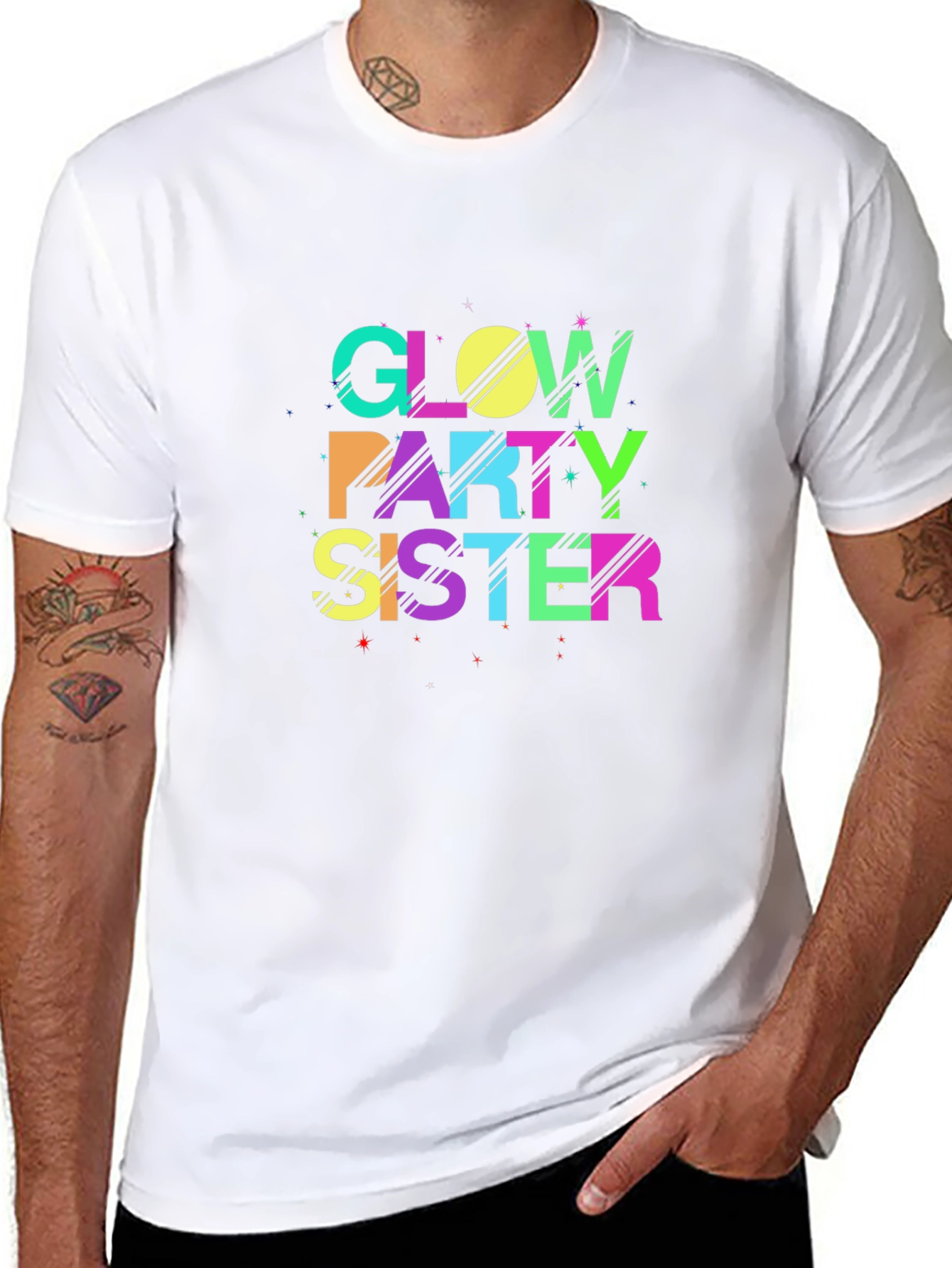Glow Party Sister T-Shirt - Black