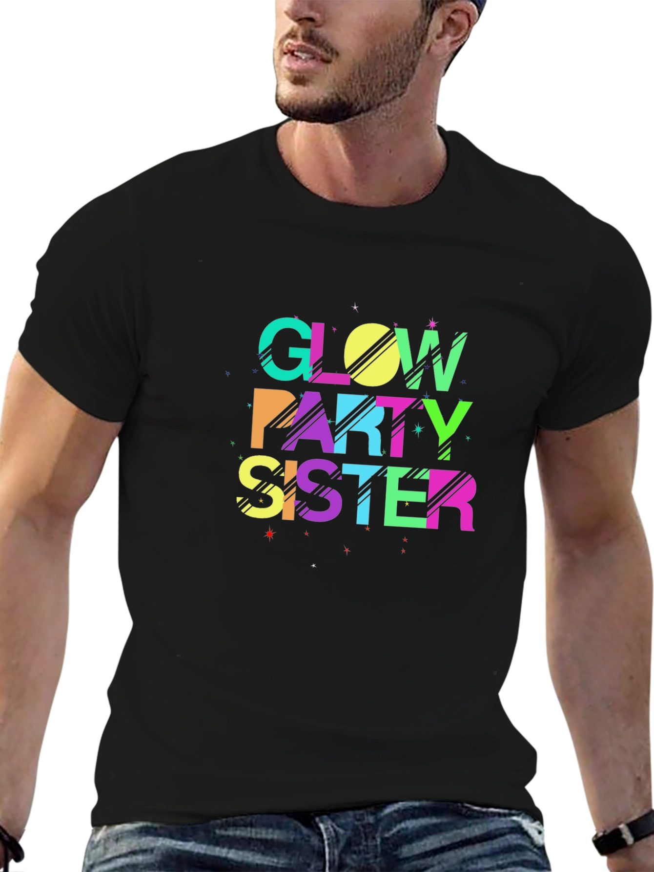 Glow Party Sister T-Shirt - Black