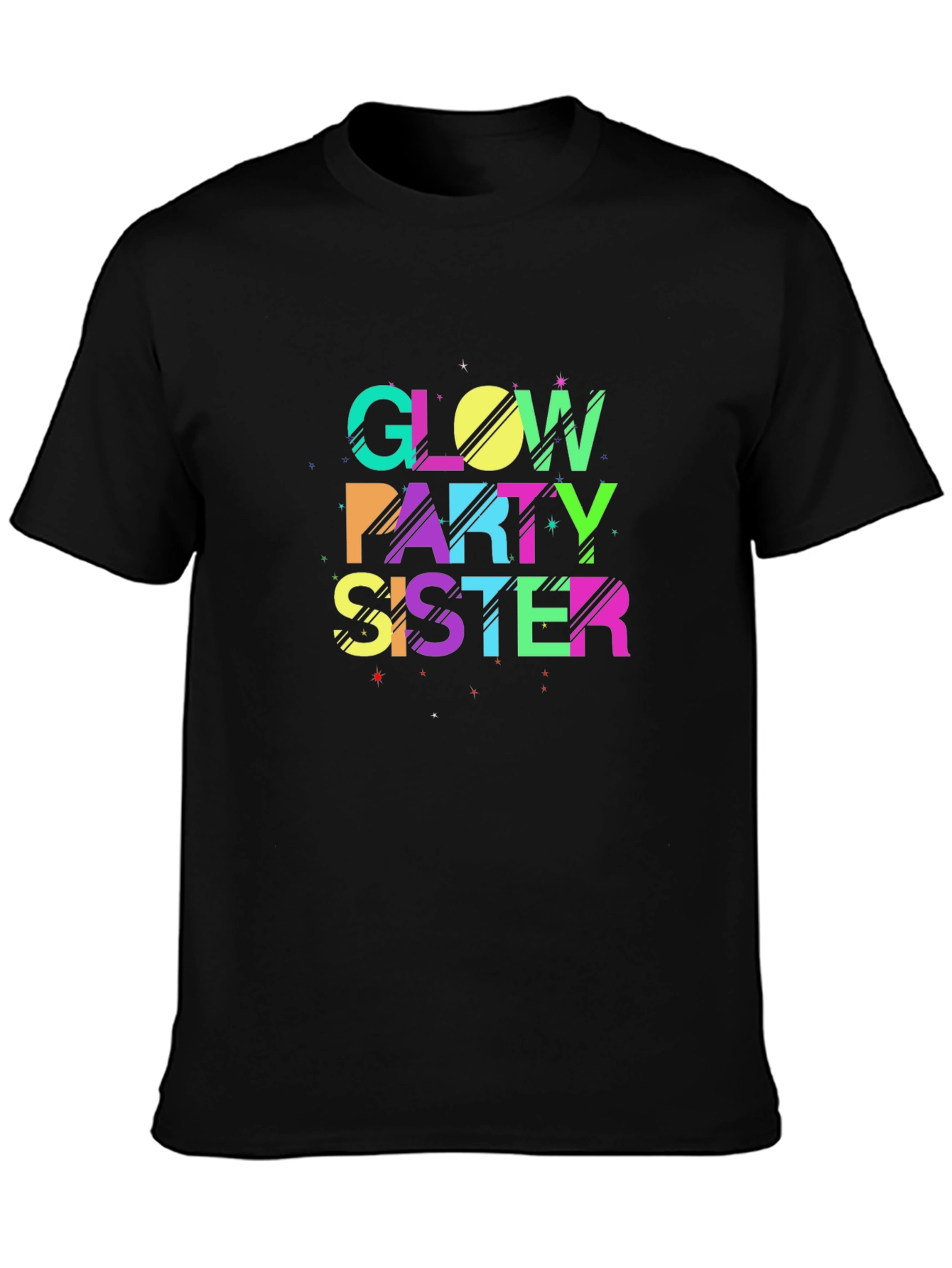 Glow Party Sister T-Shirt - Black