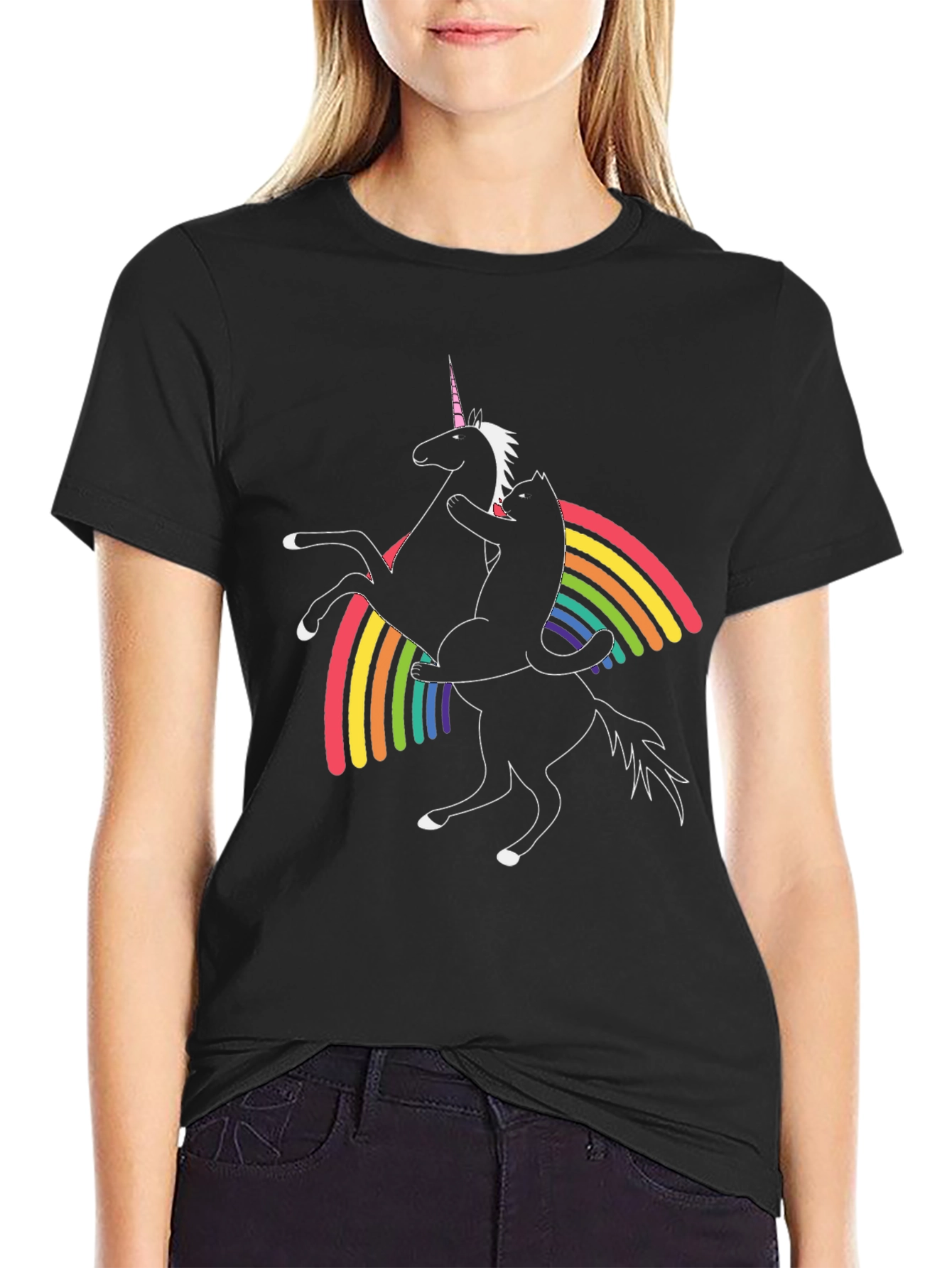 Cat Riding Unicorn T-Shirt