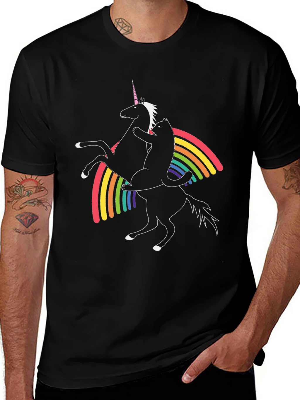 Cat Riding Unicorn T-Shirt