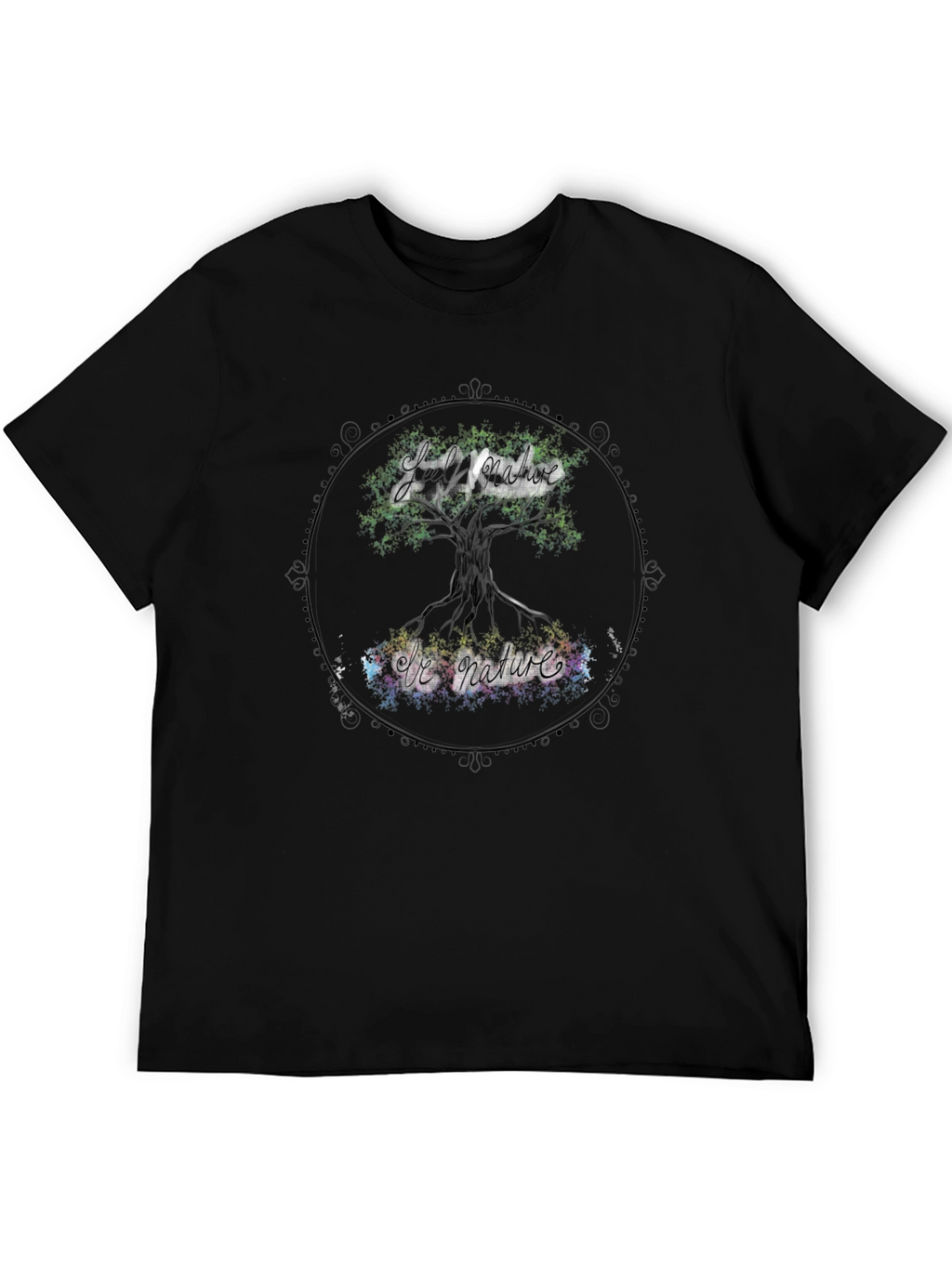 Nature Tree Graphic Print Mens Black T-Shirt