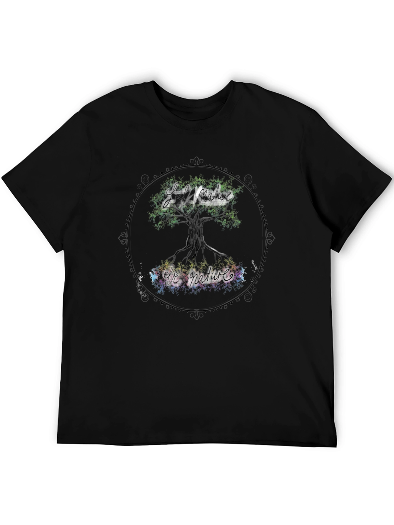 Nature Tree Graphic Print Mens Black T-Shirt