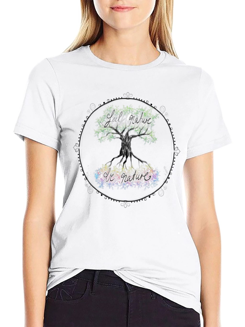 Nature Tree Graphic Print Mens Black T-Shirt