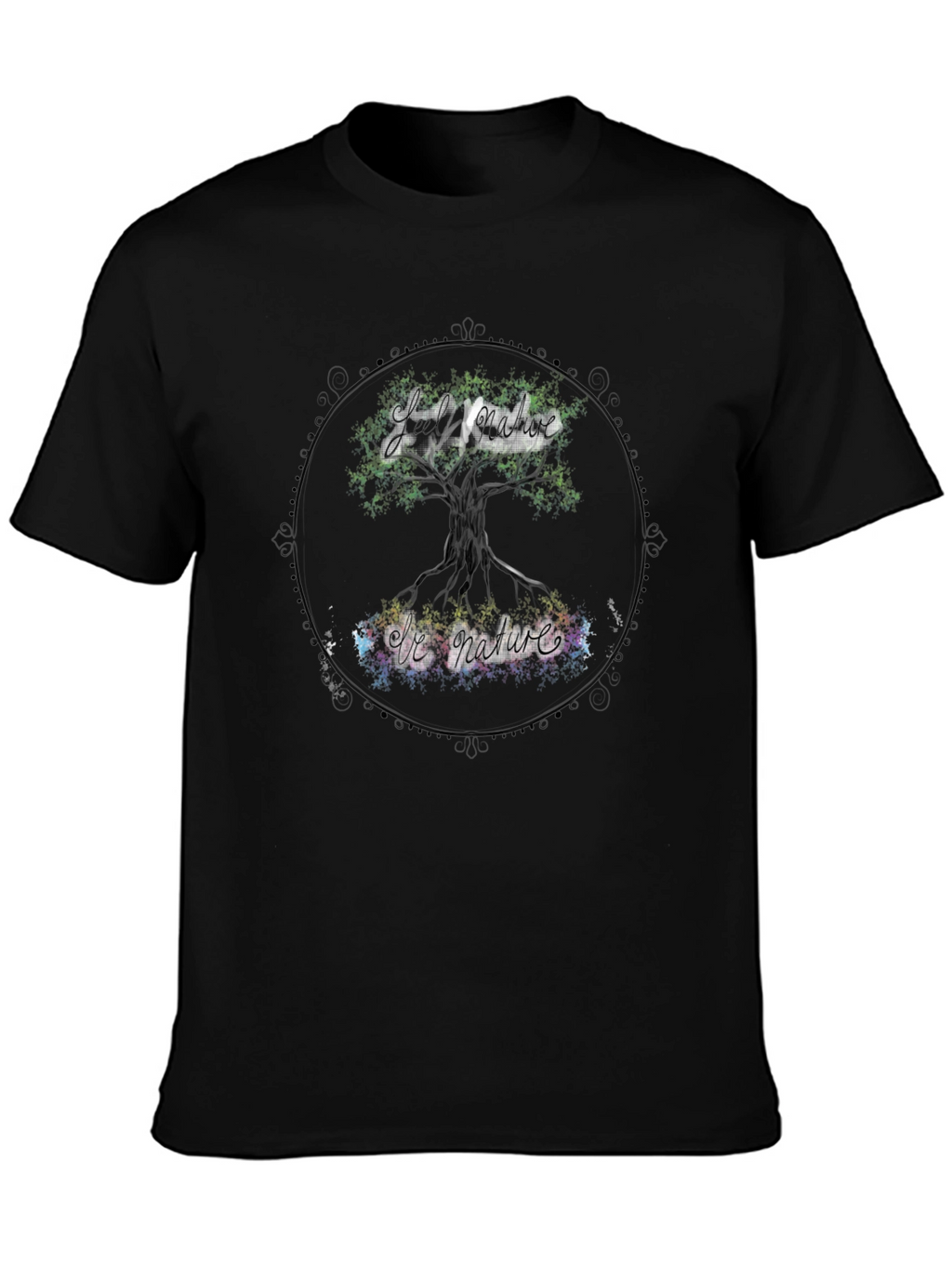 Nature Tree Graphic Print Mens Black T-Shirt