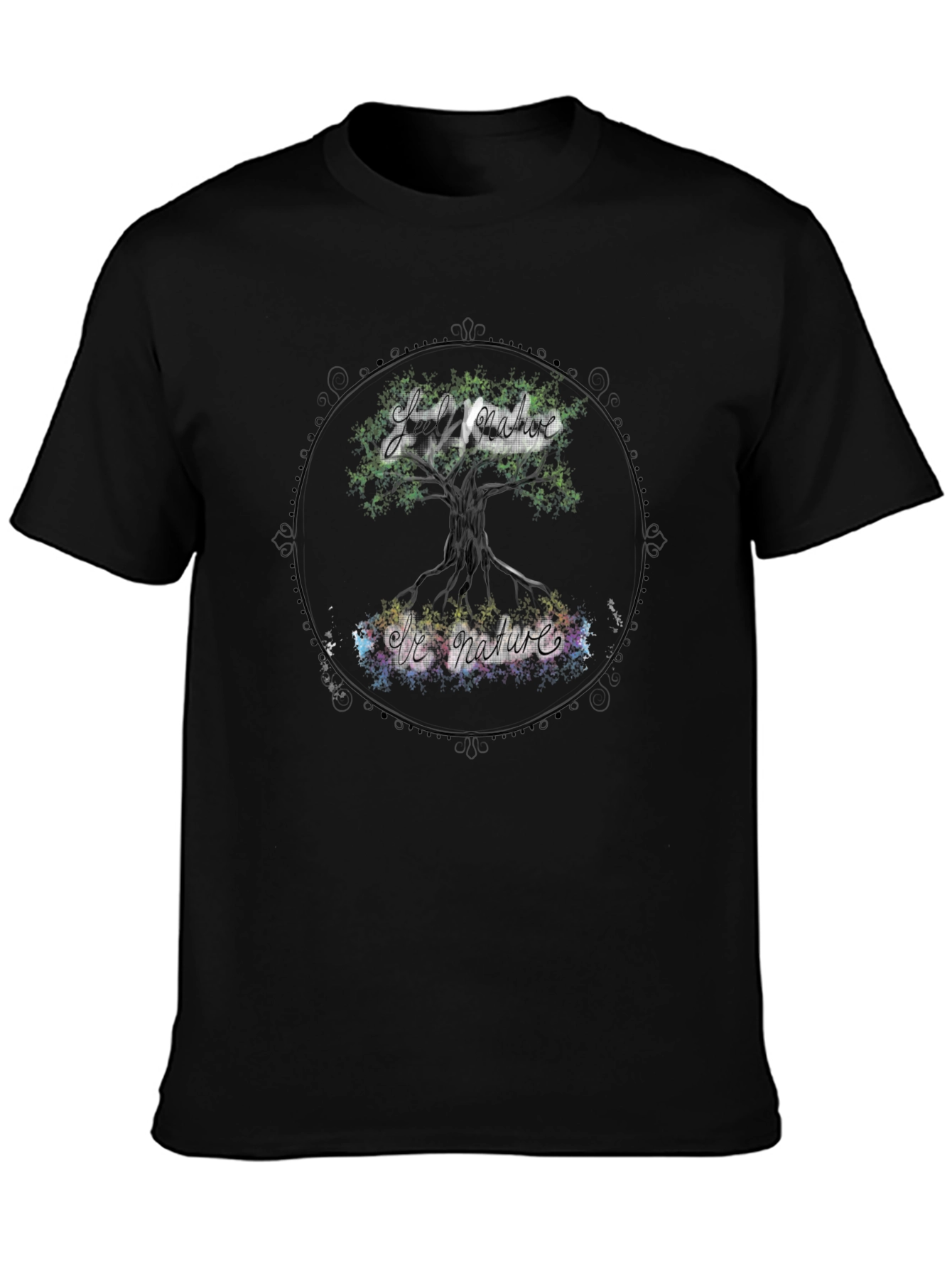 Nature Tree Graphic Print Mens Black T-Shirt