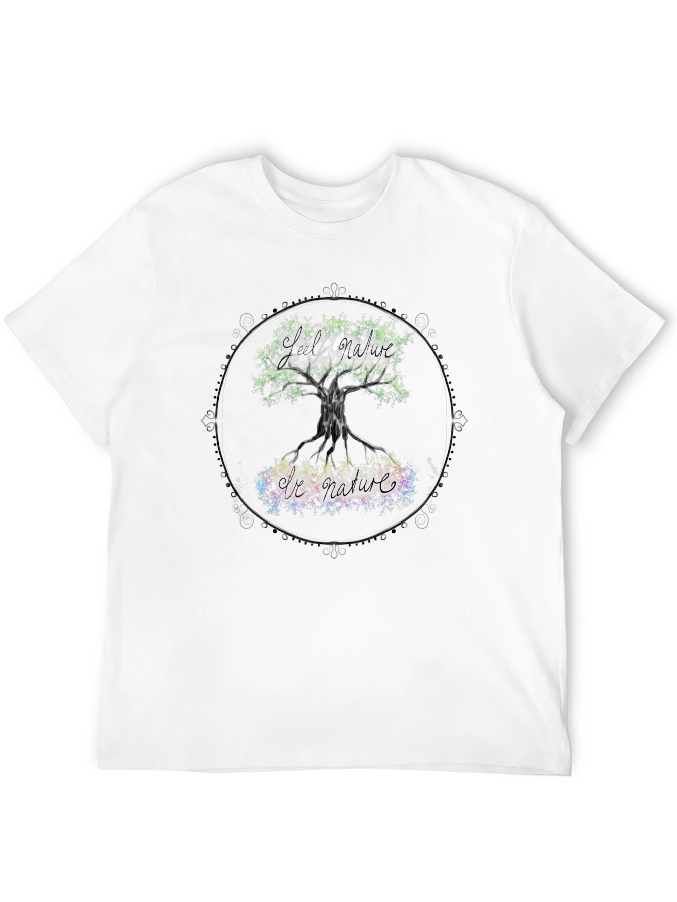 Nature Tree Graphic Print Mens Black T-Shirt