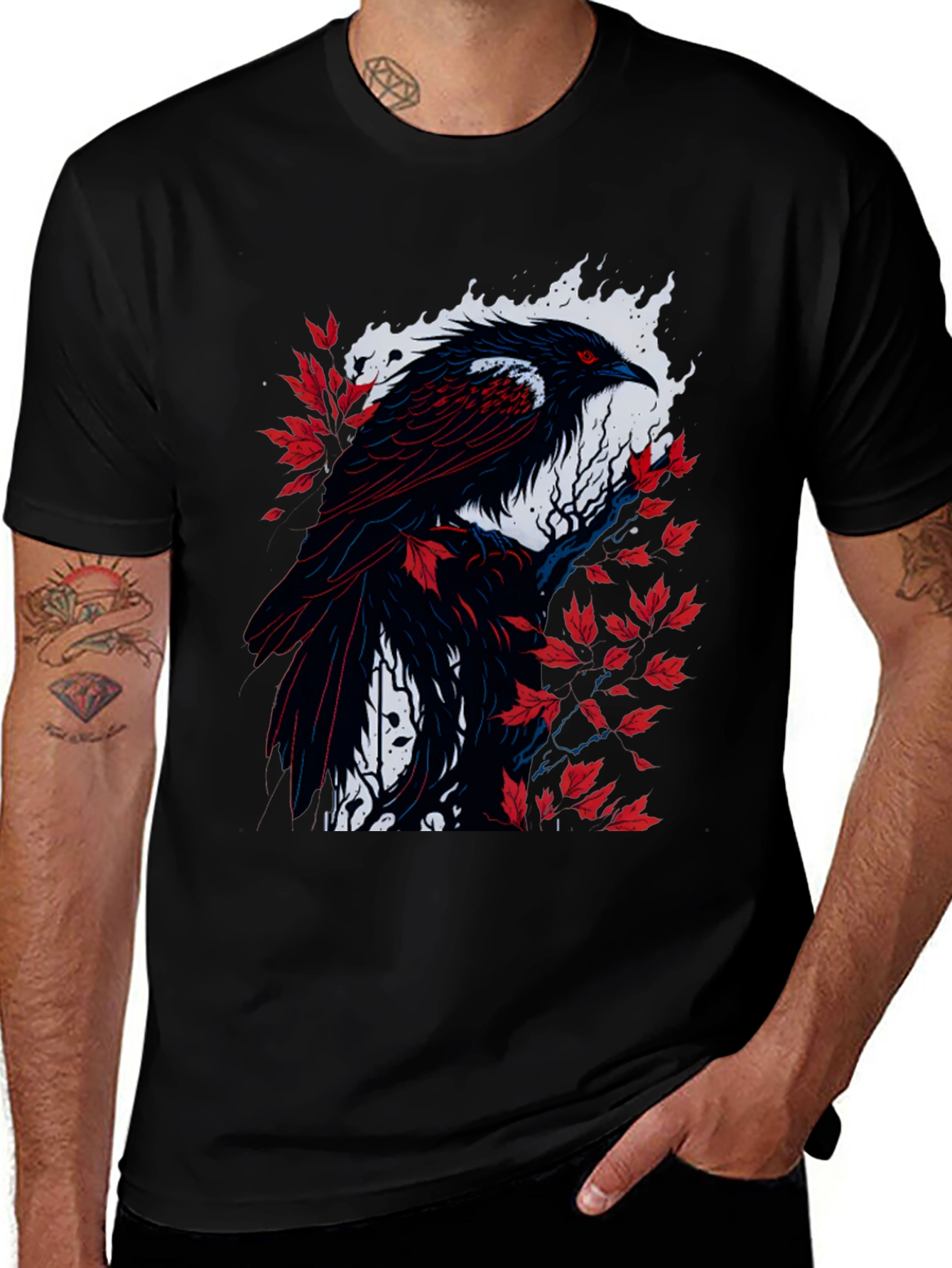 Raven Graphic Tee - Mens Black Bird Shirt