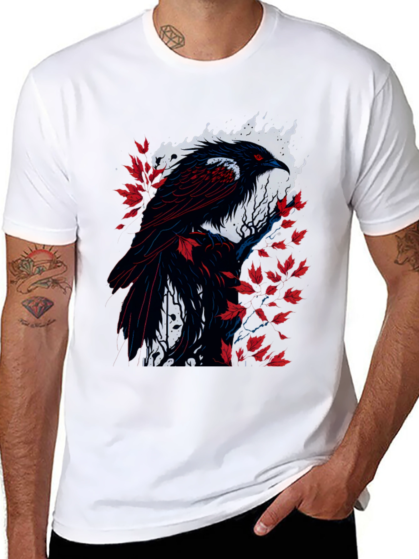 Raven Graphic Tee - Mens Black Bird Shirt