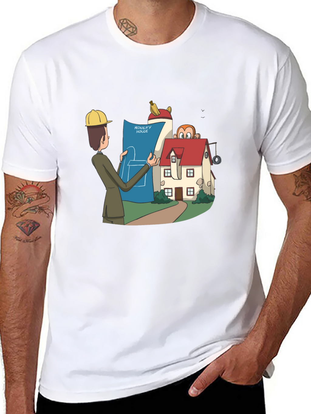 Monkey House Architect T-Shirt - Quirky Design!