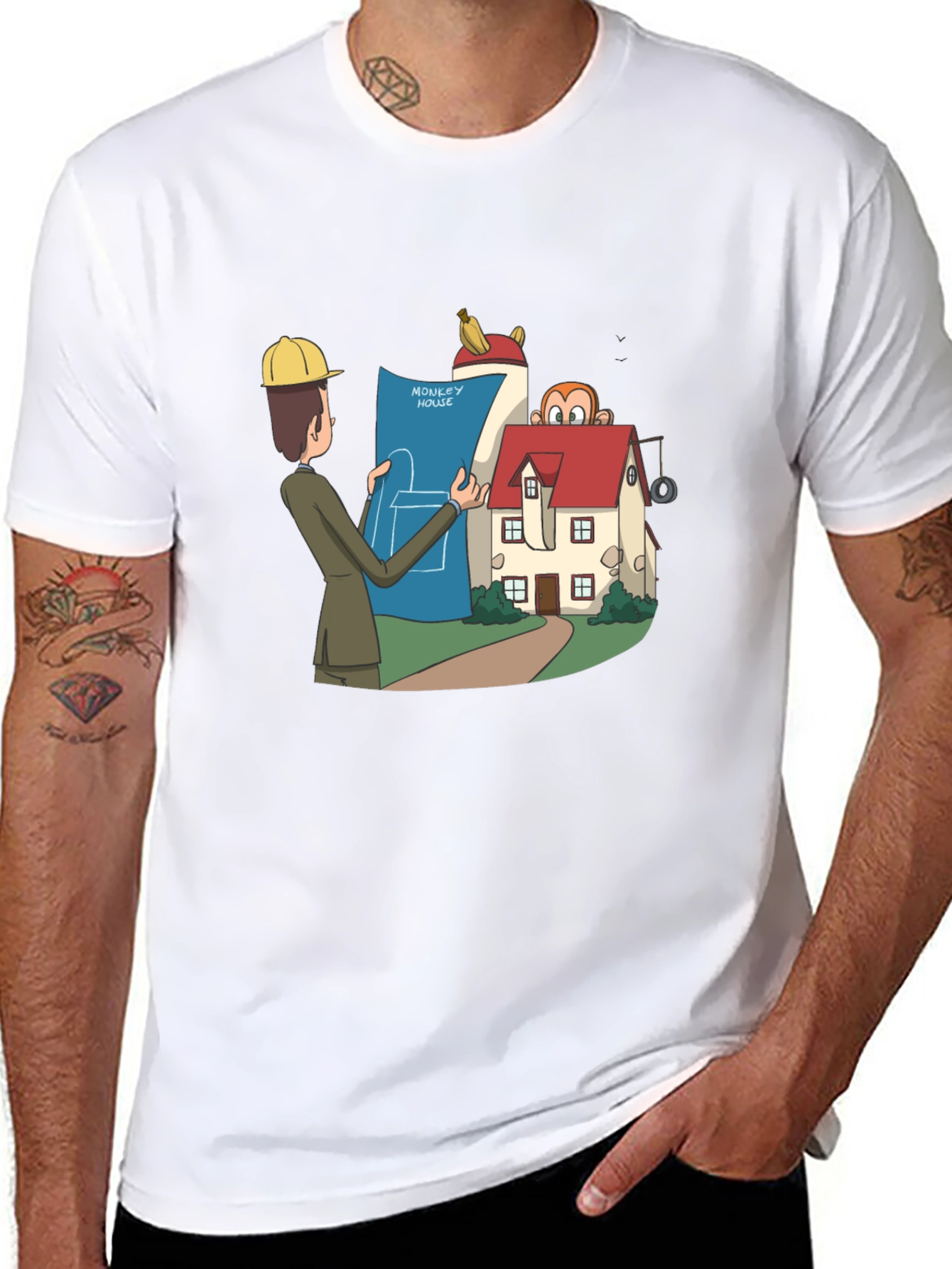 Monkey House Architect T-Shirt - Quirky Design!