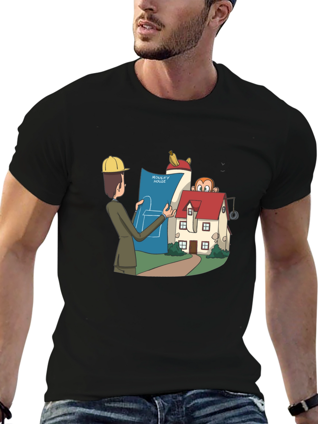 Monkey House Architect T-Shirt - Quirky Design!