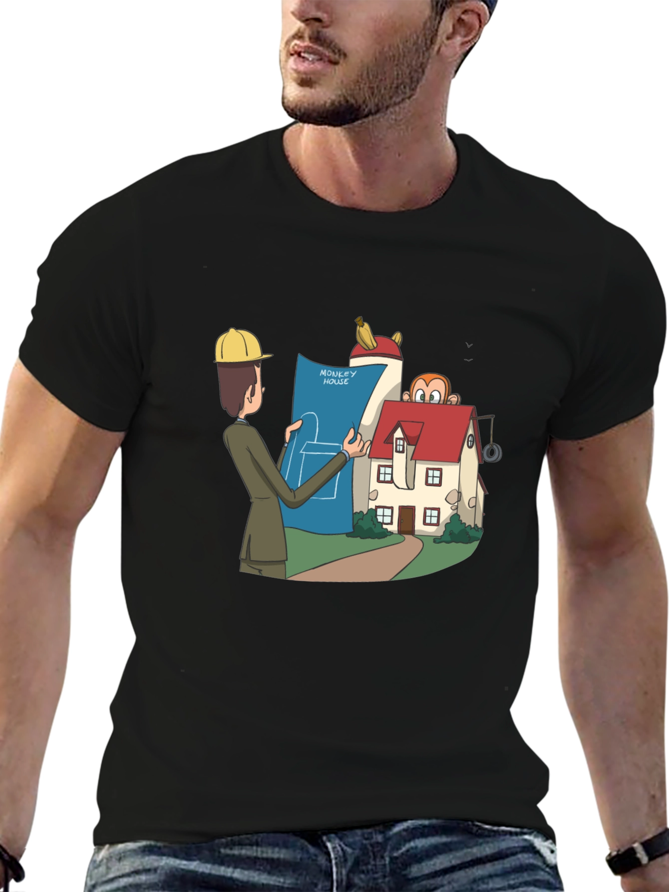 Monkey House Architect T-Shirt - Quirky Design!