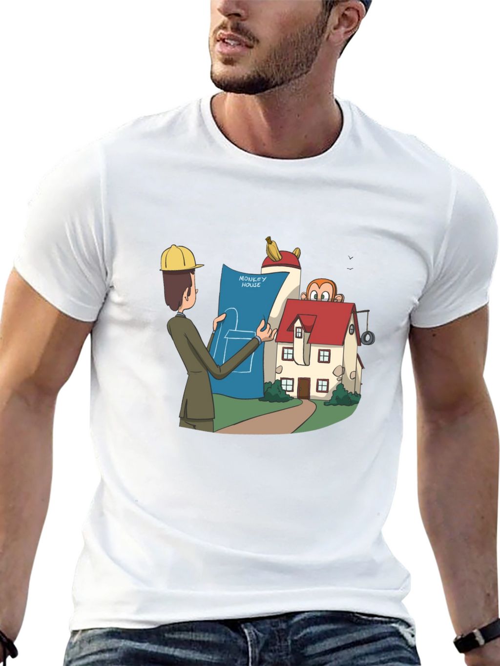 Monkey House Architect T-Shirt - Quirky Design!