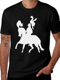 Black T-Shirt with Horse Rider Graphic