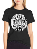 Tiger Graphic Tee - Black Cotton T-Shirt
