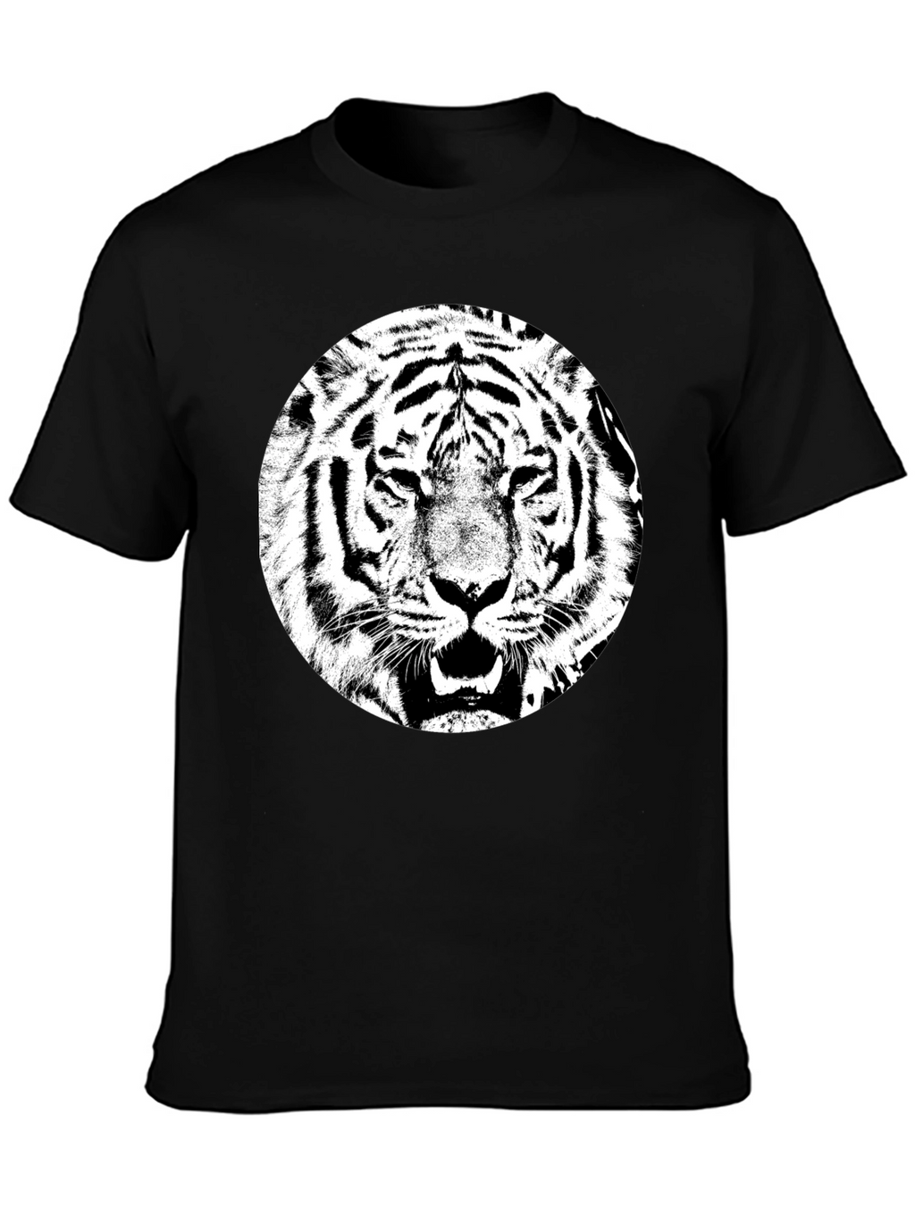 Tiger Graphic Tee - Black Cotton T-Shirt