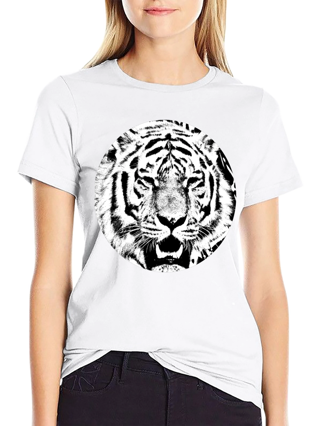 Tiger Graphic Tee - Black Cotton T-Shirt