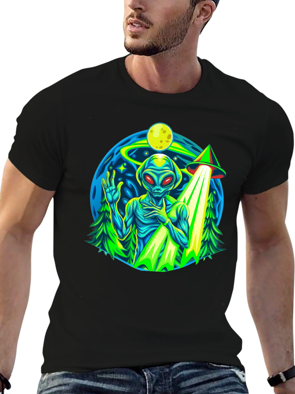 Alien UFO Abduction Graphic T-Shirt
