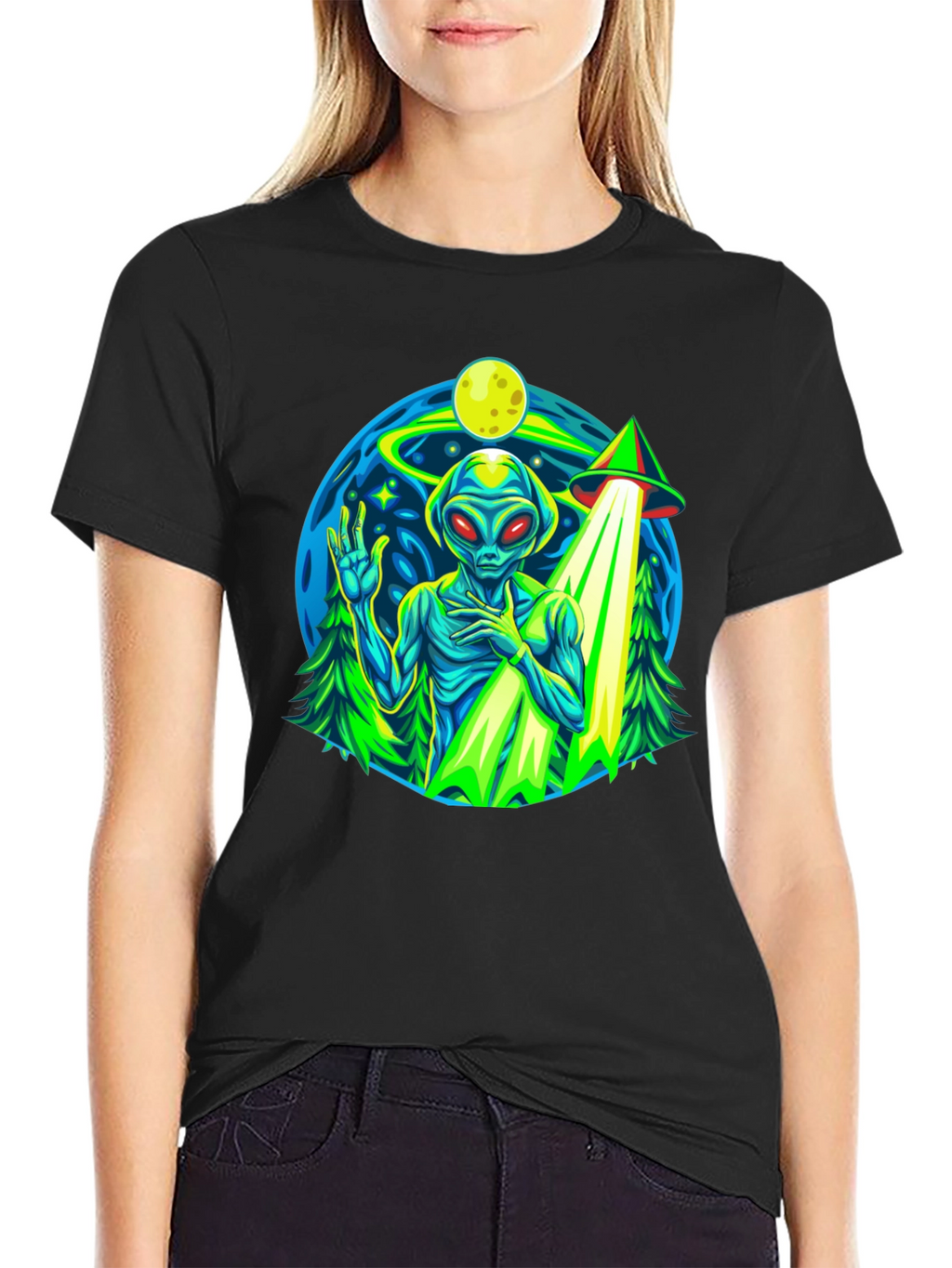 Alien UFO Abduction Graphic T-Shirt