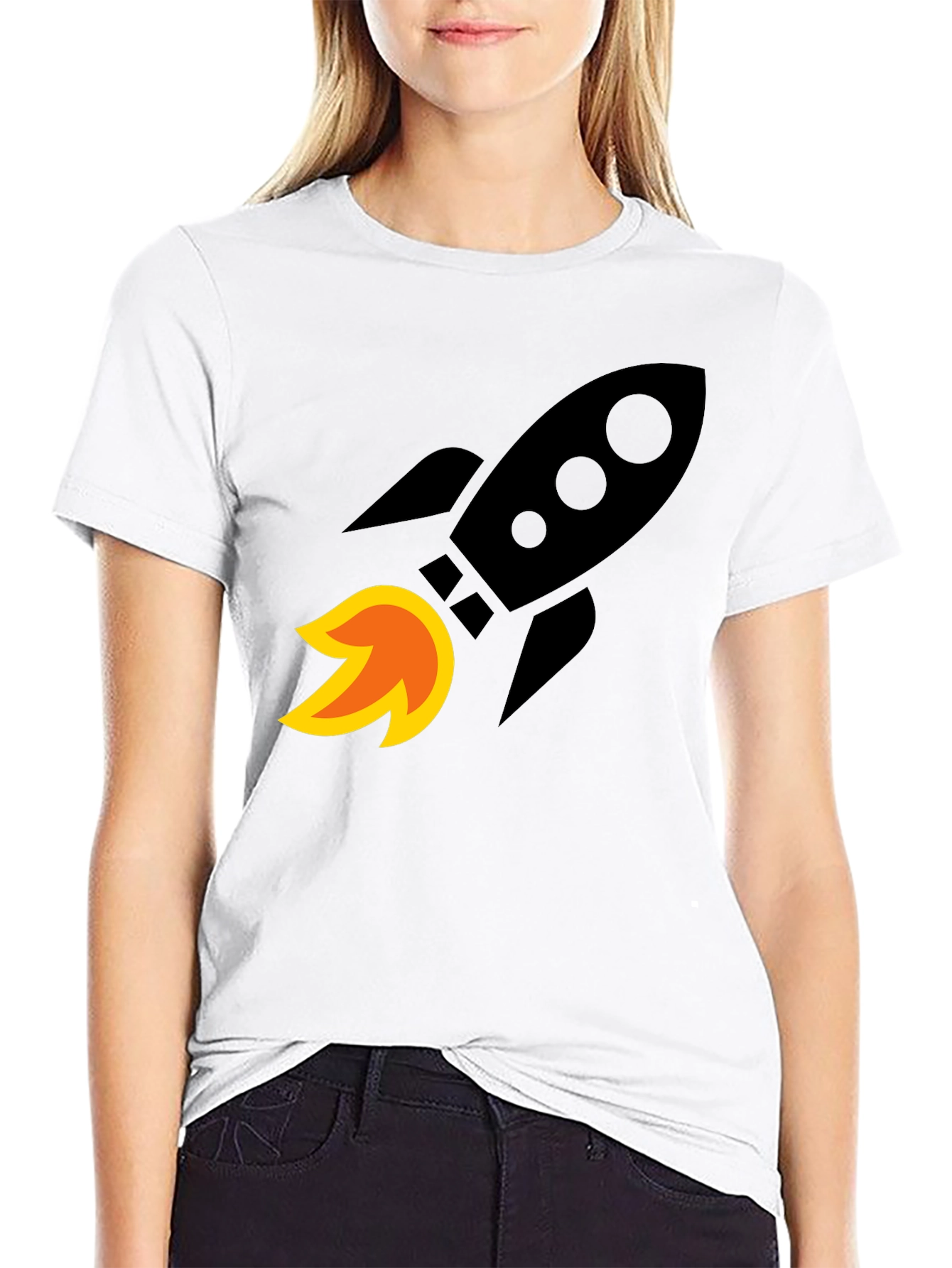 Rocket Launch Graphic T-Shirt - Bold Black Cotton Tee