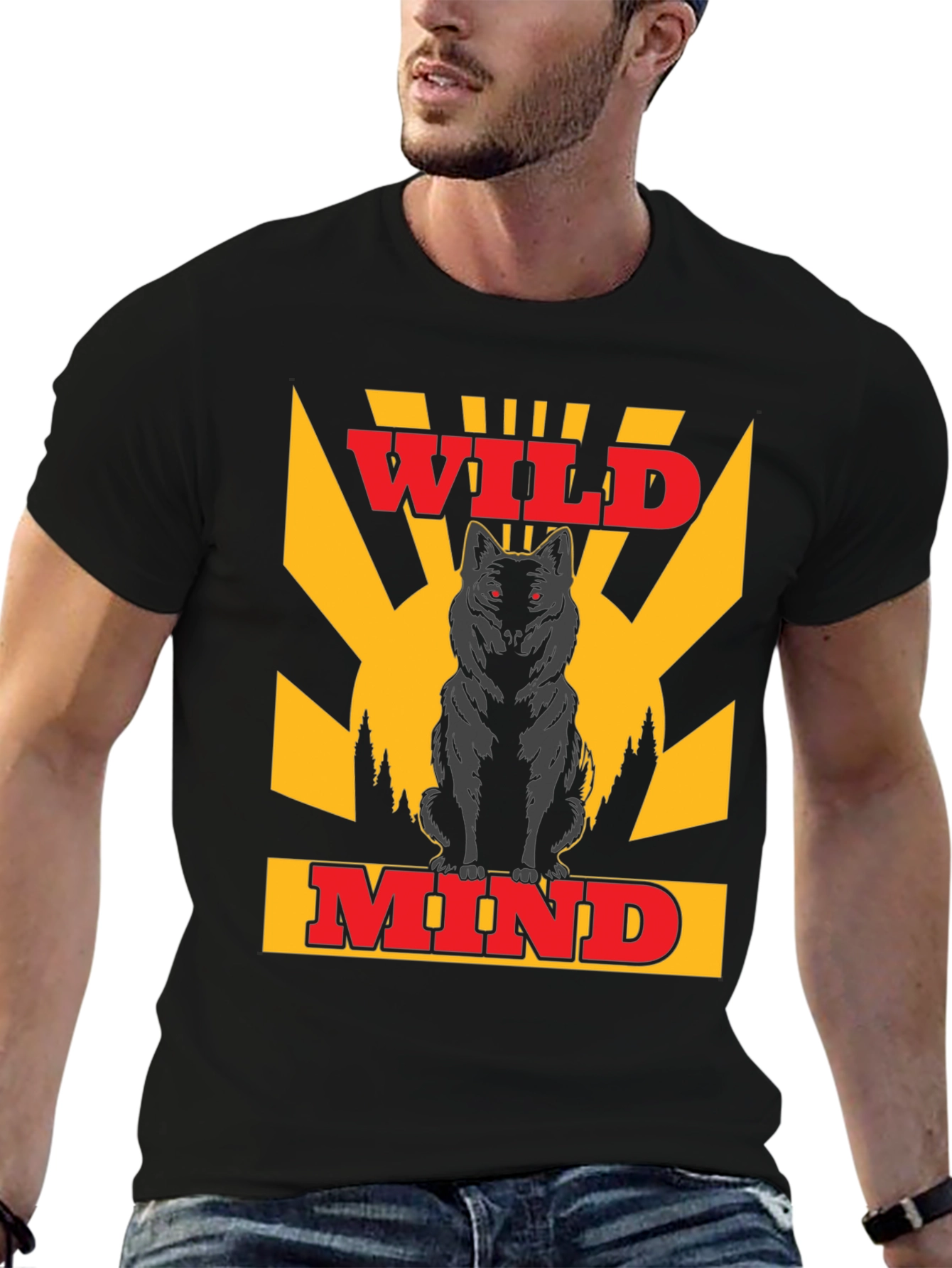 Wild Mind Wolf Graphic T-Shirt - Black