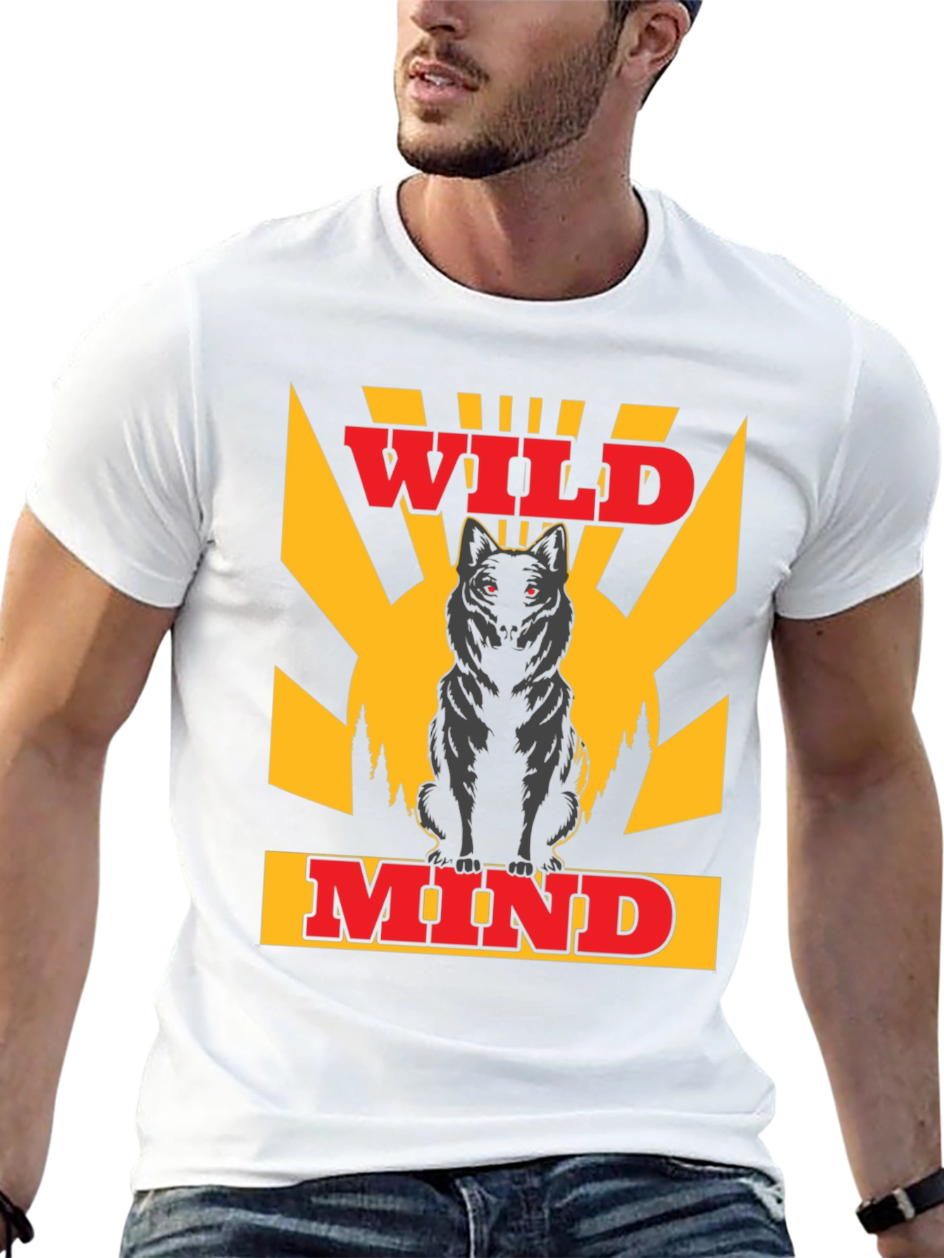 Wild Mind Wolf Graphic T-Shirt - Black
