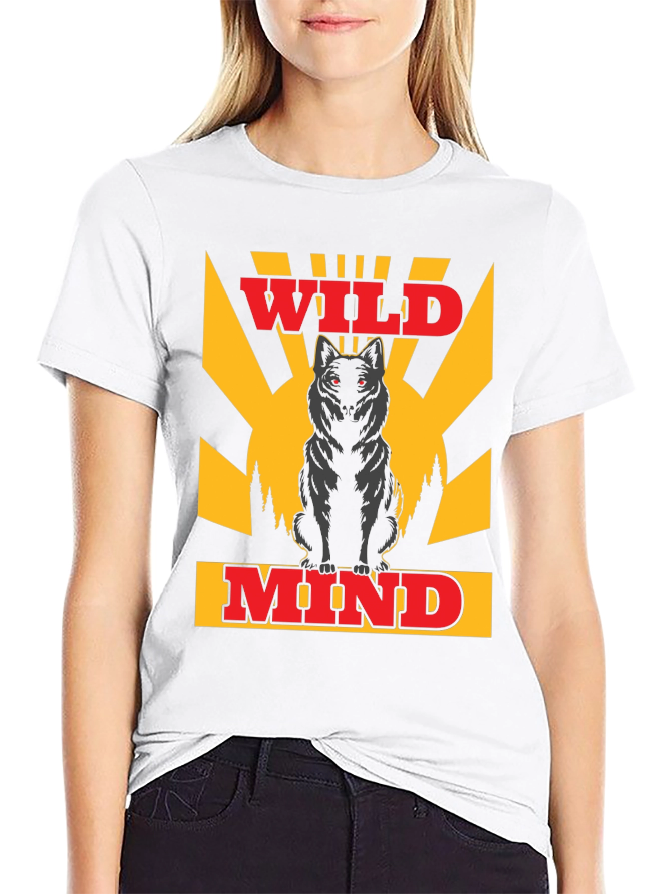 Wild Mind Wolf Graphic T-Shirt - Black