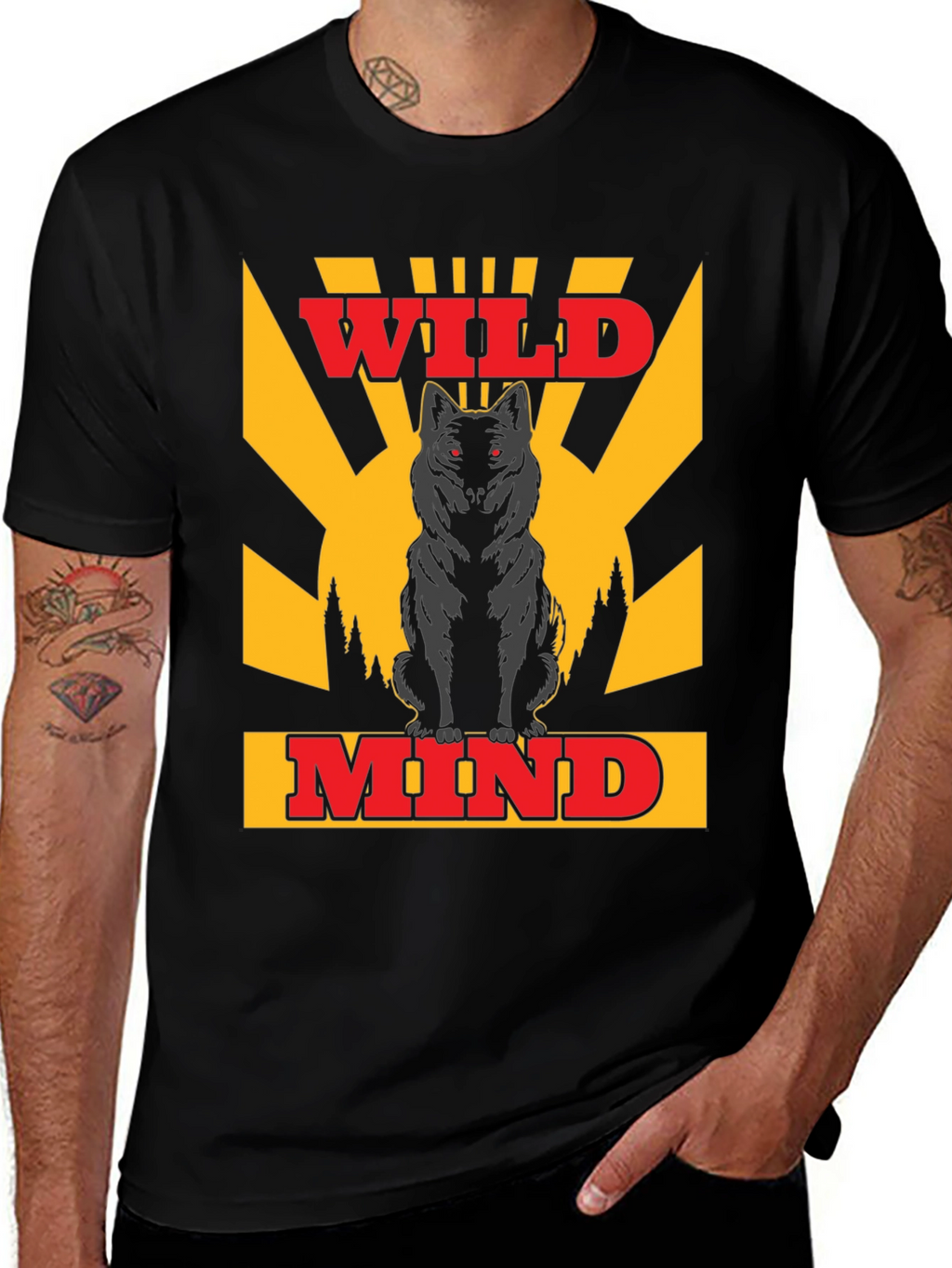 Wild Mind Wolf Graphic T-Shirt - Black