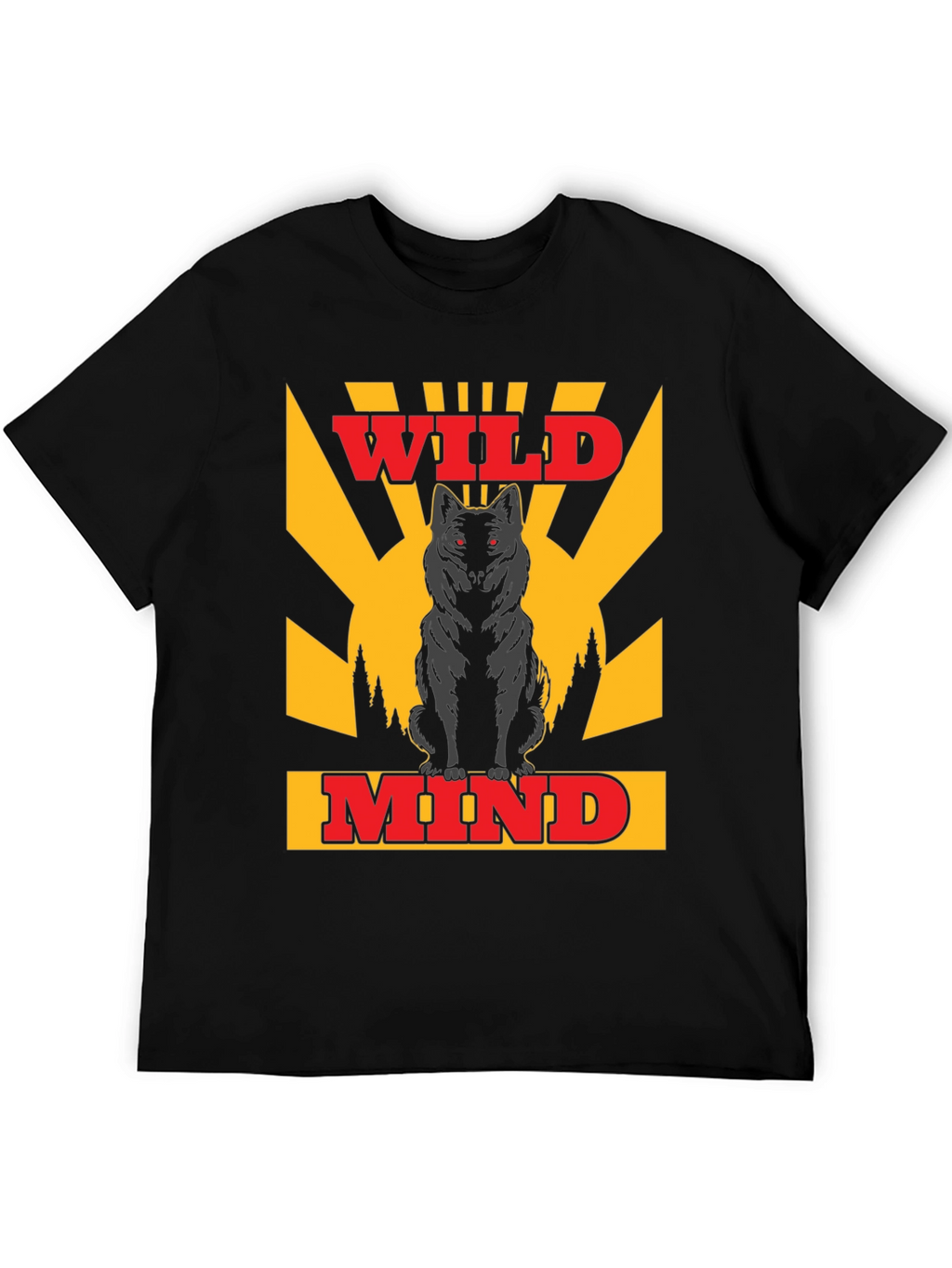 Wild Mind Wolf Graphic T-Shirt - Black
