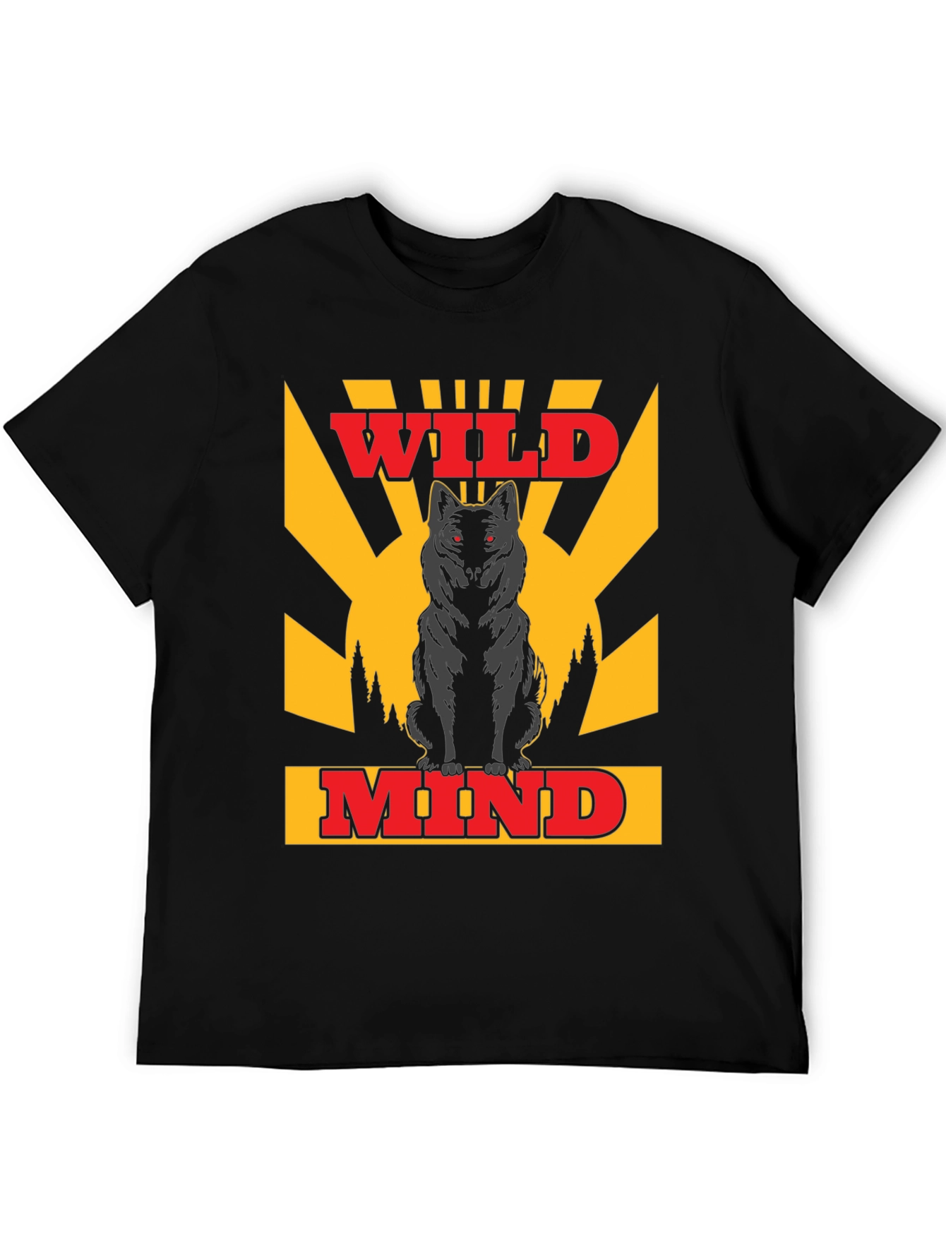 Wild Mind Wolf Graphic T-Shirt - Black