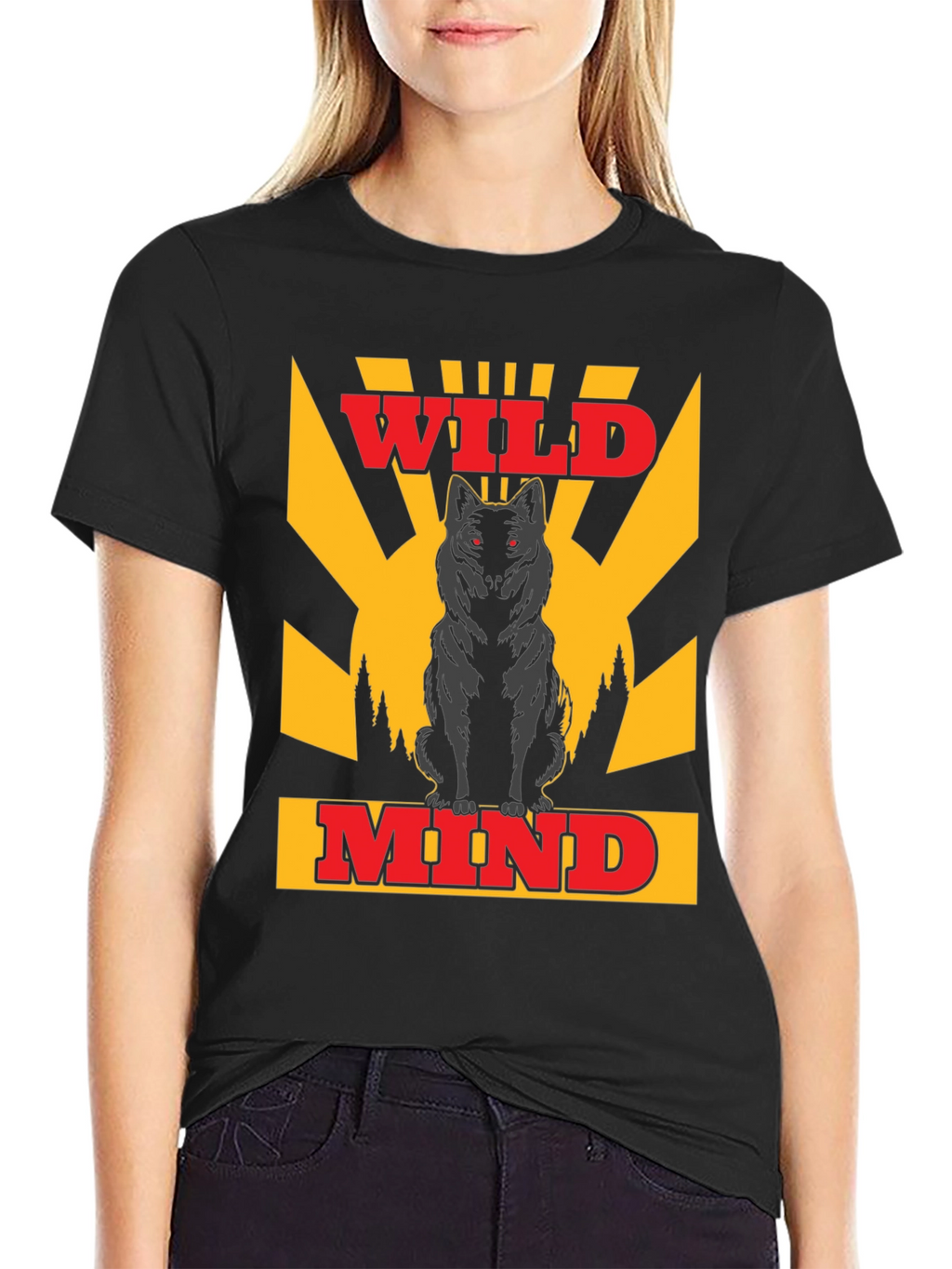 Wild Mind Wolf Graphic T-Shirt - Black