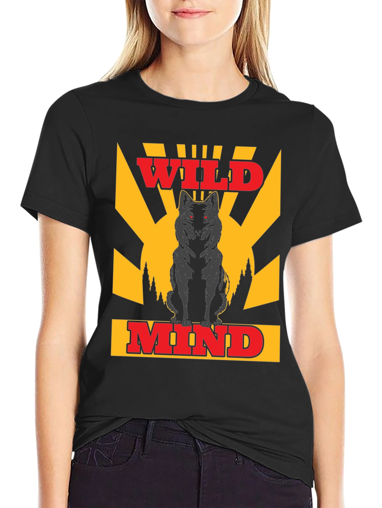 Wild Mind Wolf Graphic T-Shirt - Black