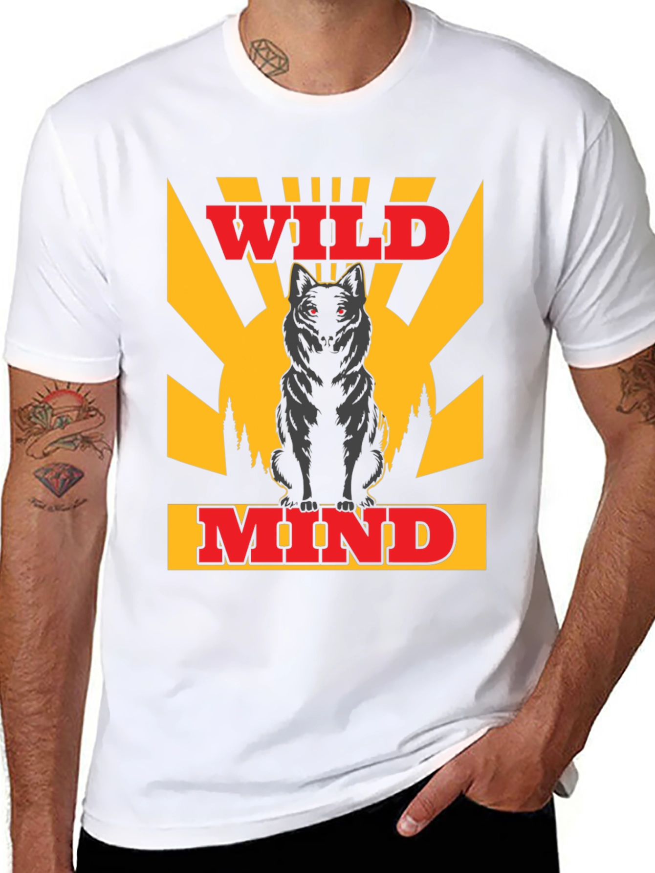 Wild Mind Wolf Graphic T-Shirt - Black