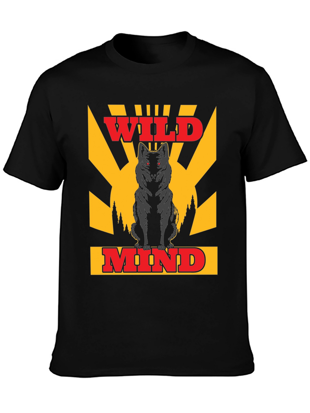 Wild Mind Wolf Graphic T-Shirt - Black