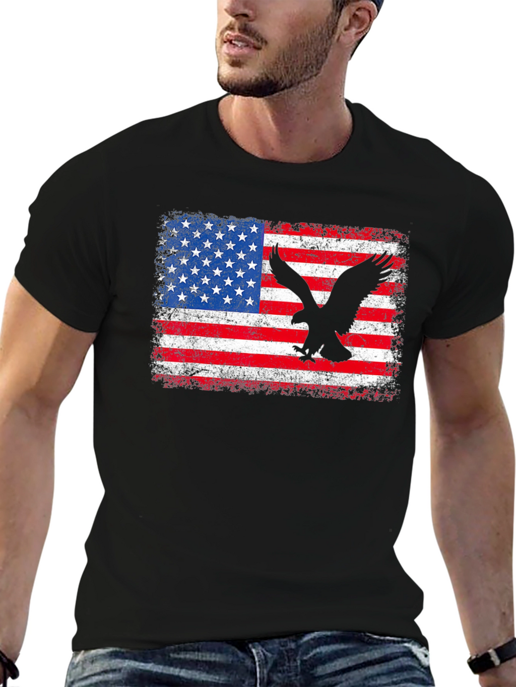 American Flag Eagle Graphic Tee - Patriotic Style