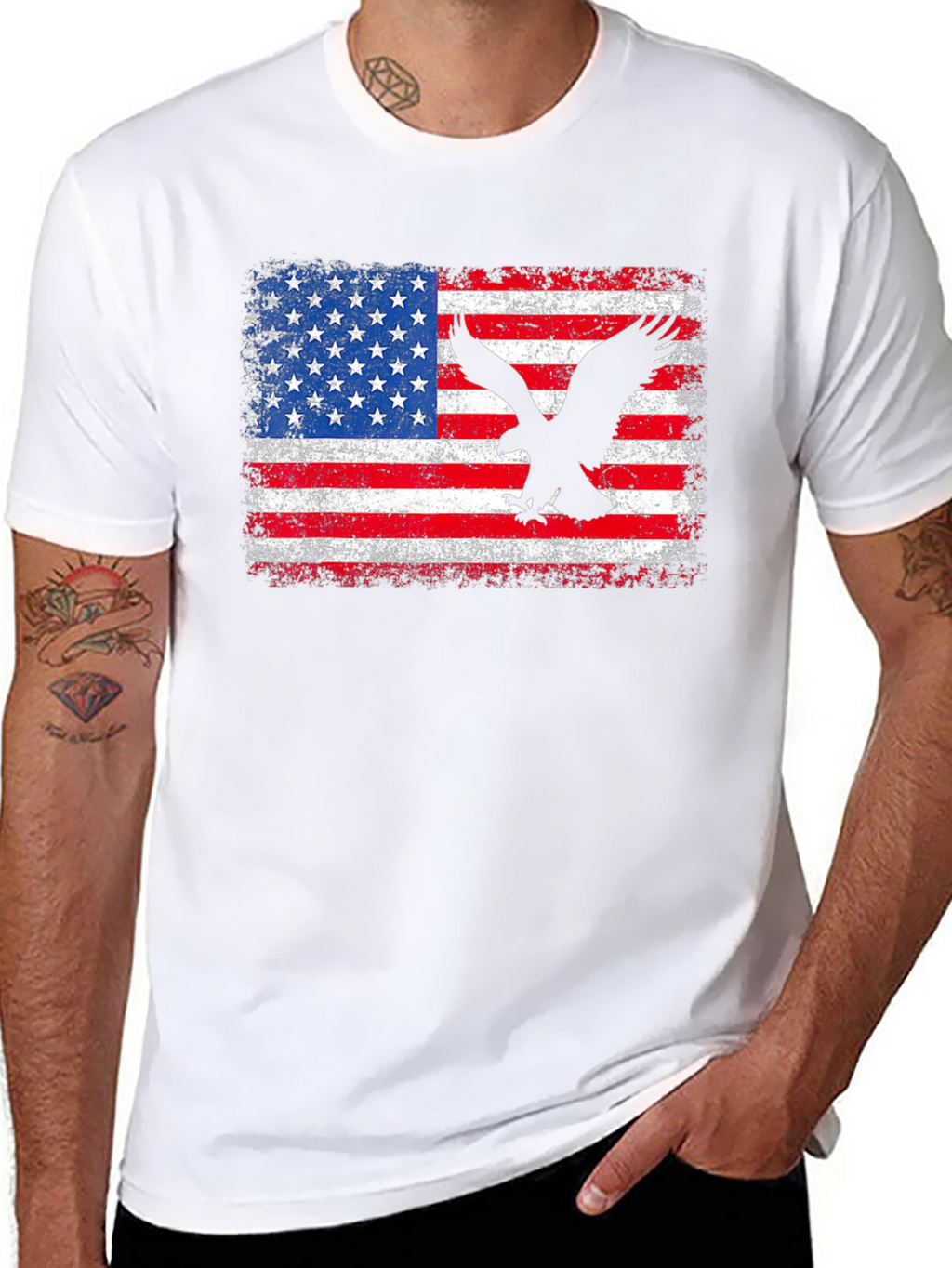 American Flag Eagle Graphic Tee - Patriotic Style