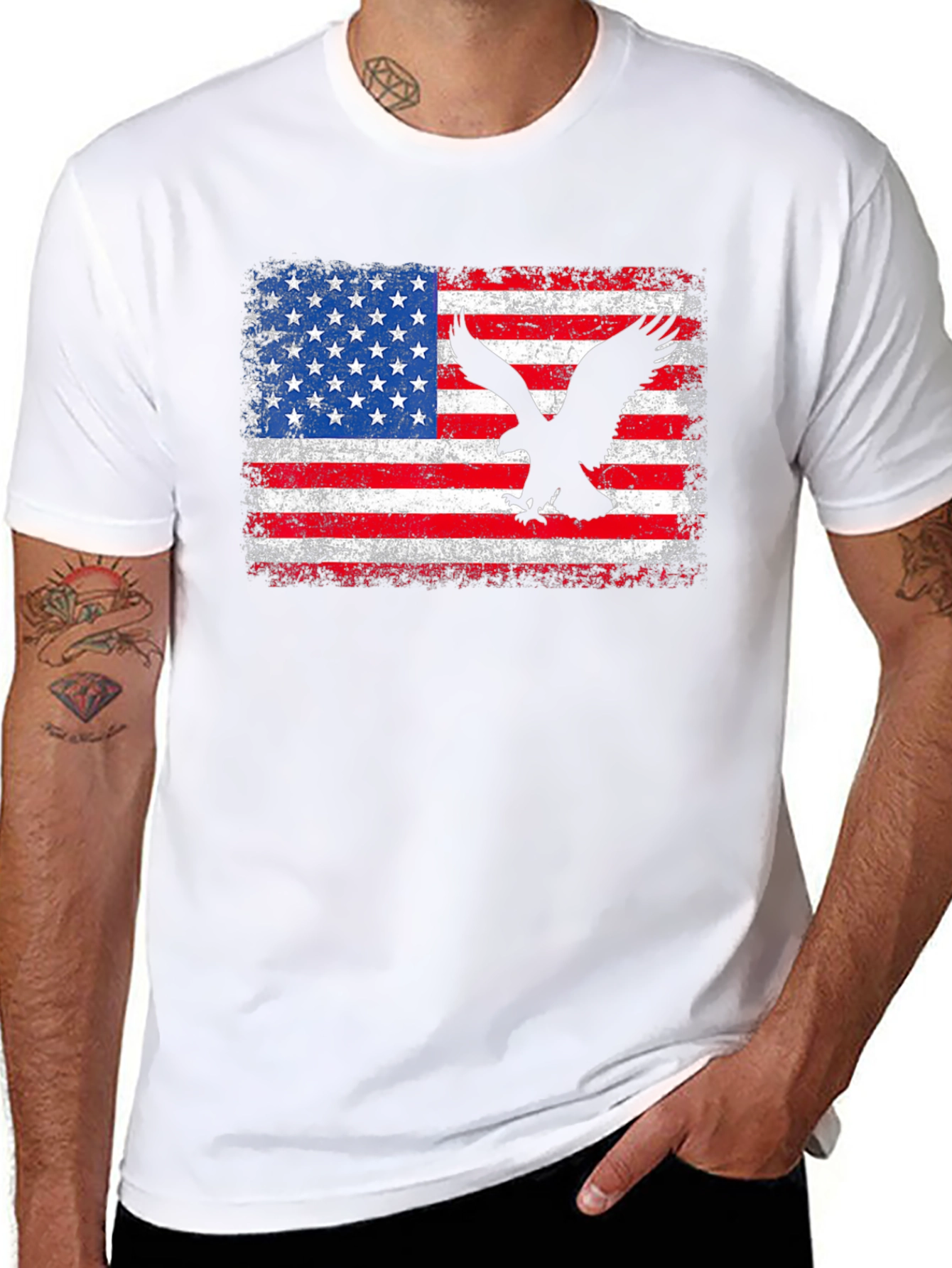American Flag Eagle Graphic Tee - Patriotic Style