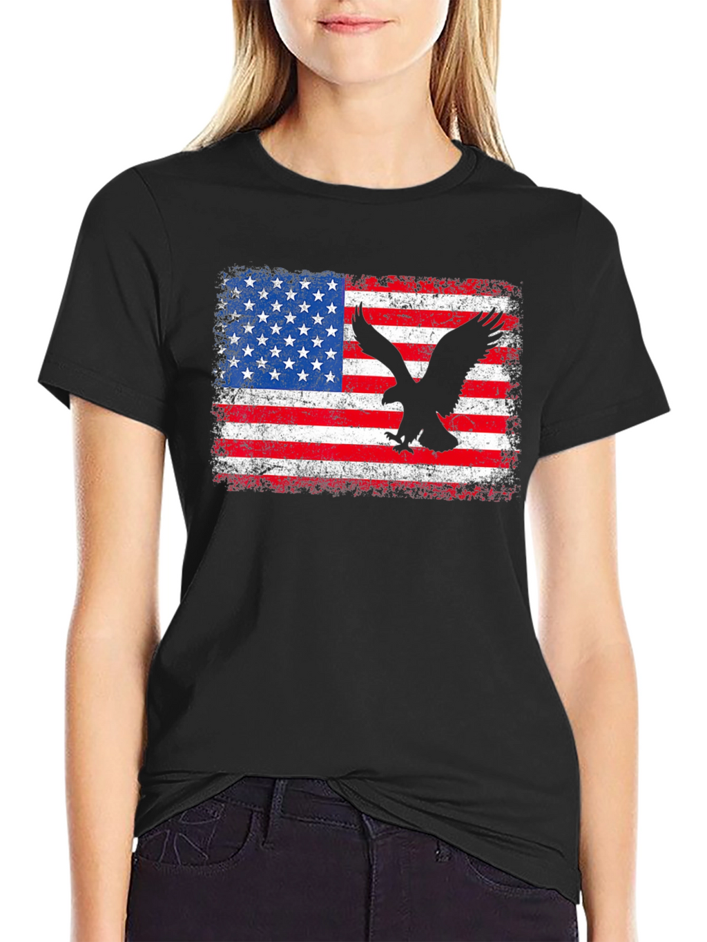 American Flag Eagle Graphic Tee - Patriotic Style