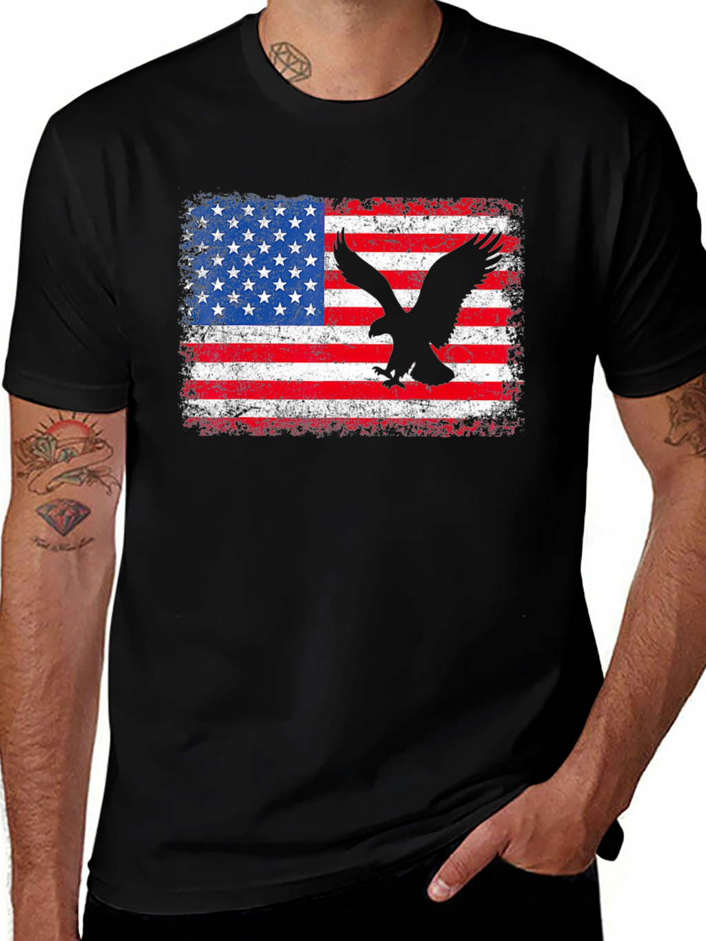 American Flag Eagle Graphic Tee - Patriotic Style