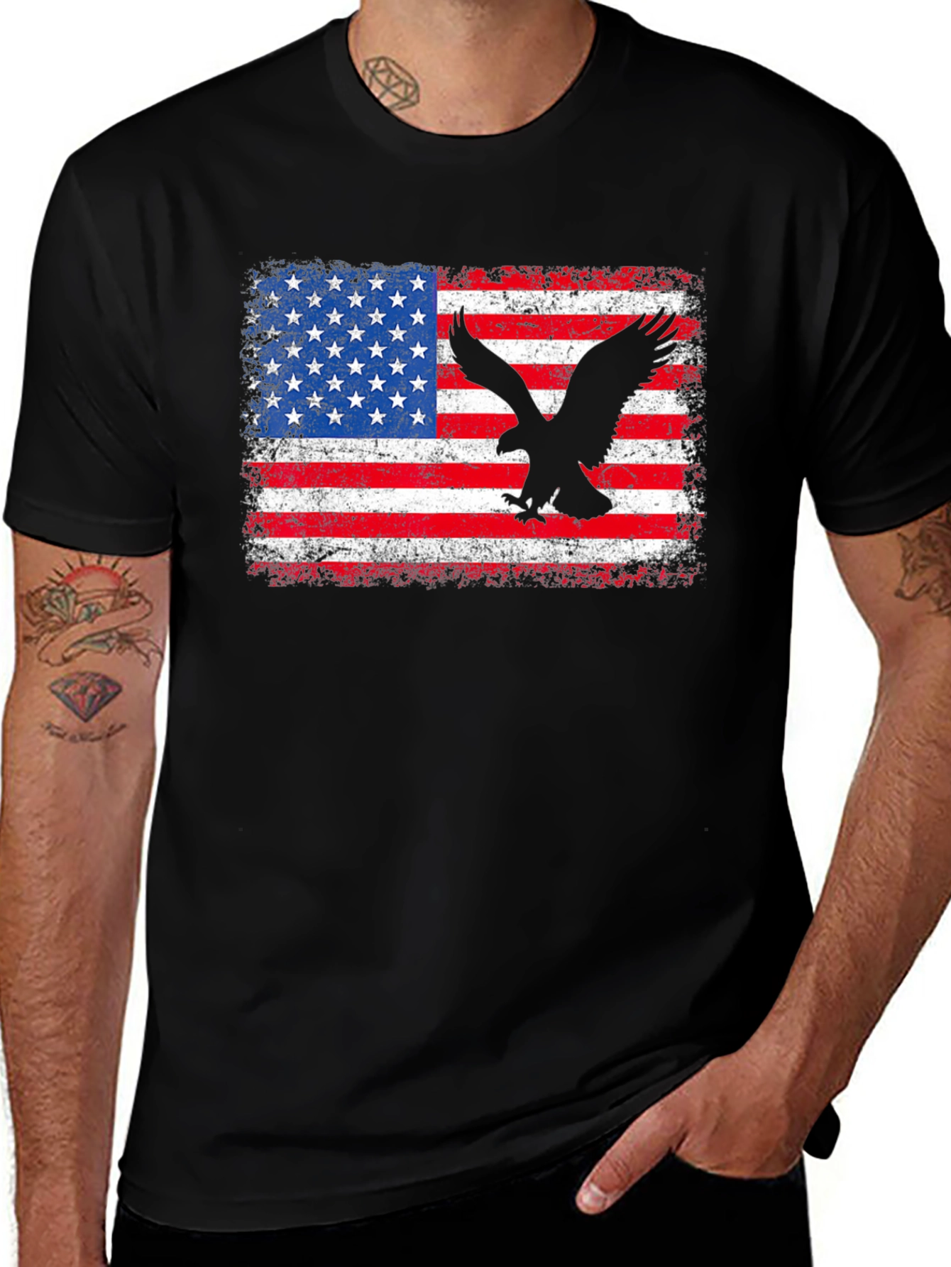 American Flag Eagle Graphic Tee - Patriotic Style