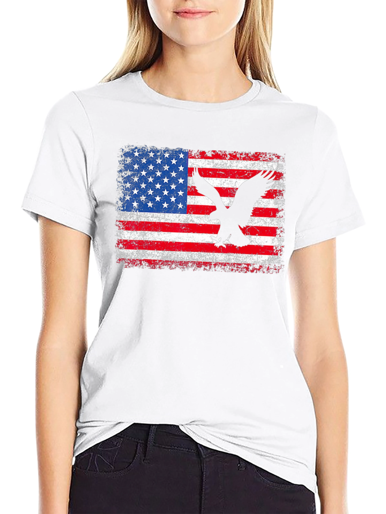 American Flag Eagle Graphic Tee - Patriotic Style