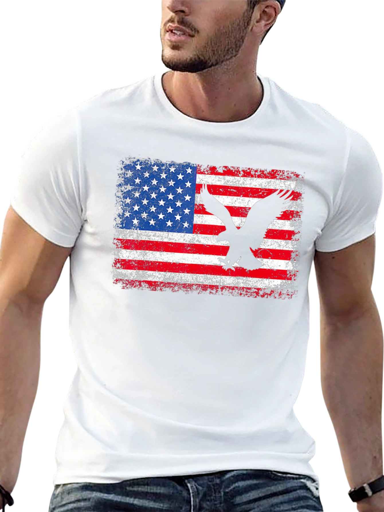 American Flag Eagle Graphic Tee - Patriotic Style