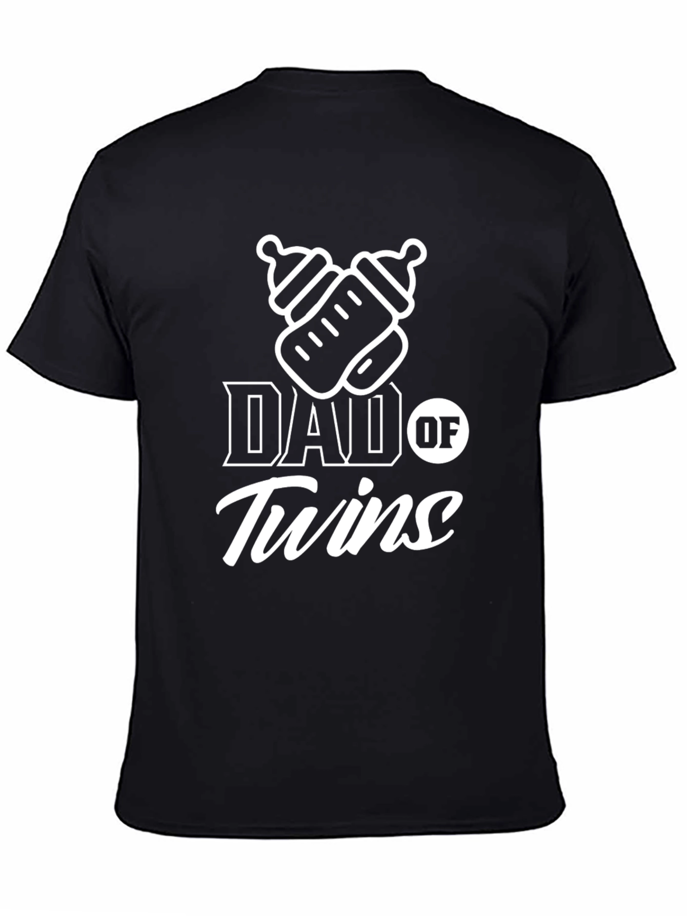 Dad of Twins Black Graphic T-Shirt